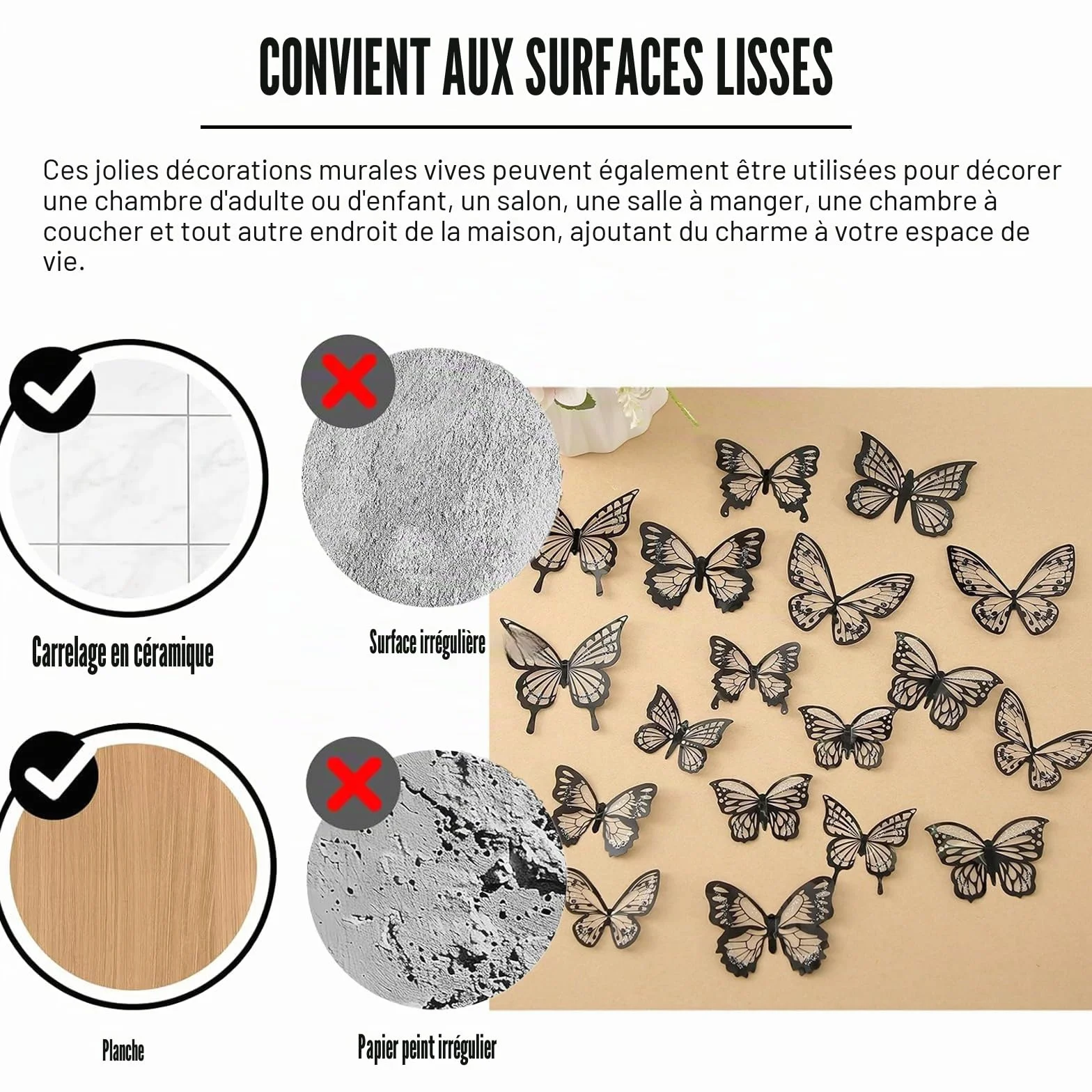 36 Pièces Stickers Muraux Papillon 3D Métal Décoration Jardin Extérieur