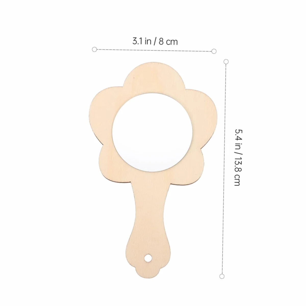 DRESSOOS Miroir Bois à Main Non Peint Miroir Cosmétique Jouet DIY