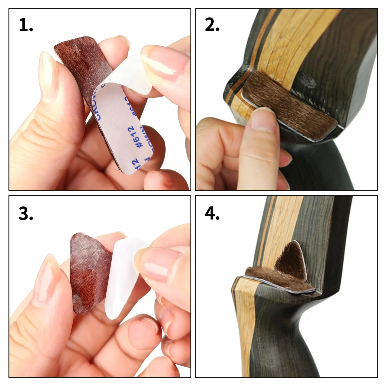 longbowmaker Bâton de repose-flèche de tir à l'arc Repose-cheveux traditionnel Bâton de fourrure sur arc Riser Bâton à dos adhésif sur coussin de fourrure d'arc long pour tir de chasse à l'arc classique