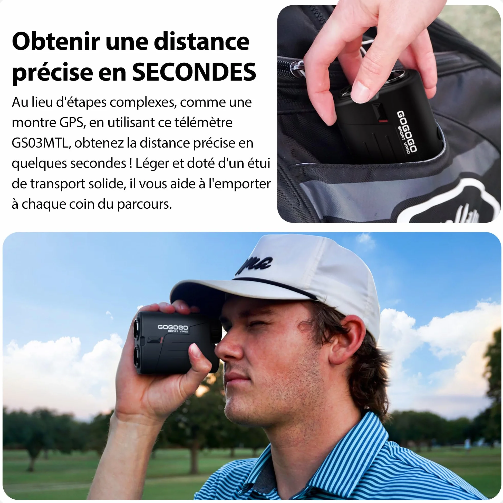 Gogogo Sport Vpro Télémètre Golf 600 Mètres avec Aimant Incorporé