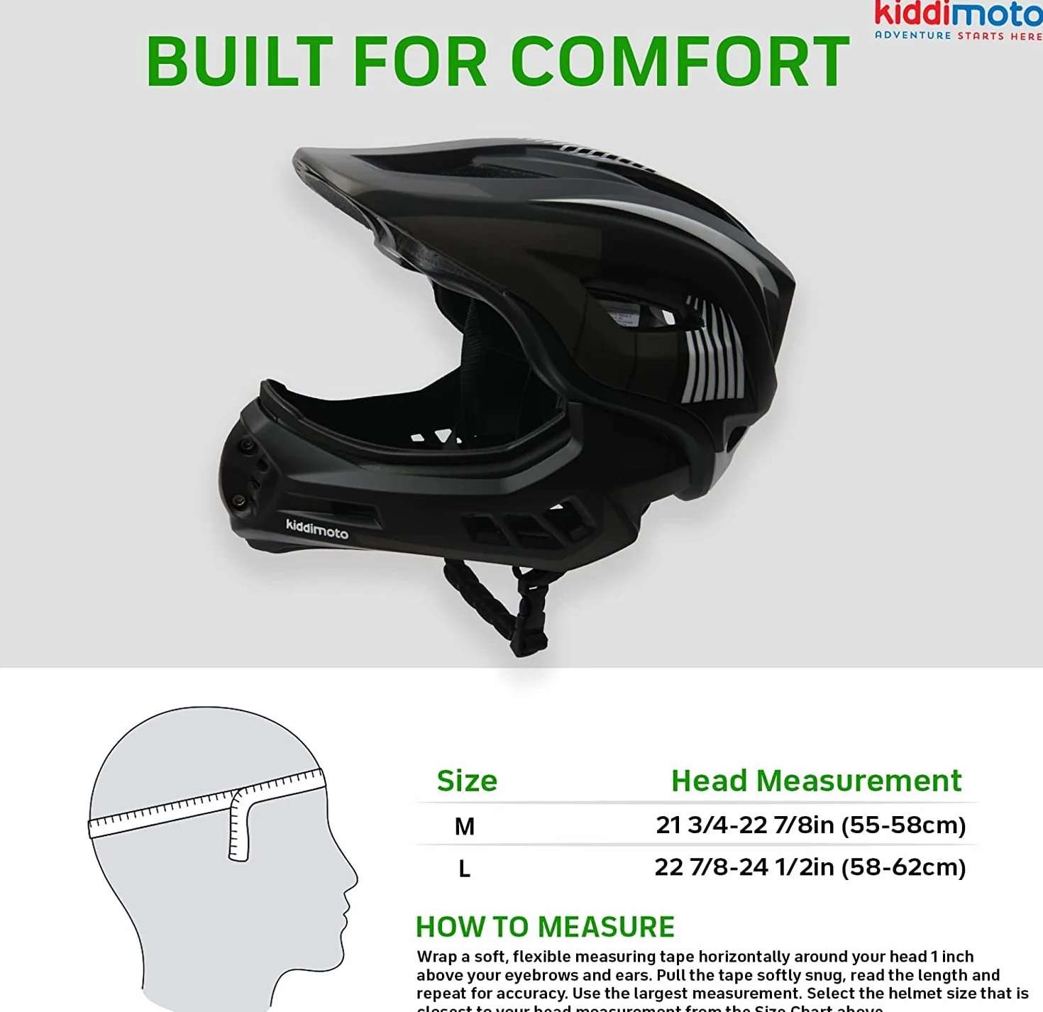 KIDDIMOTO Casque vélo intégral Noir S Plastique KMHFF05S