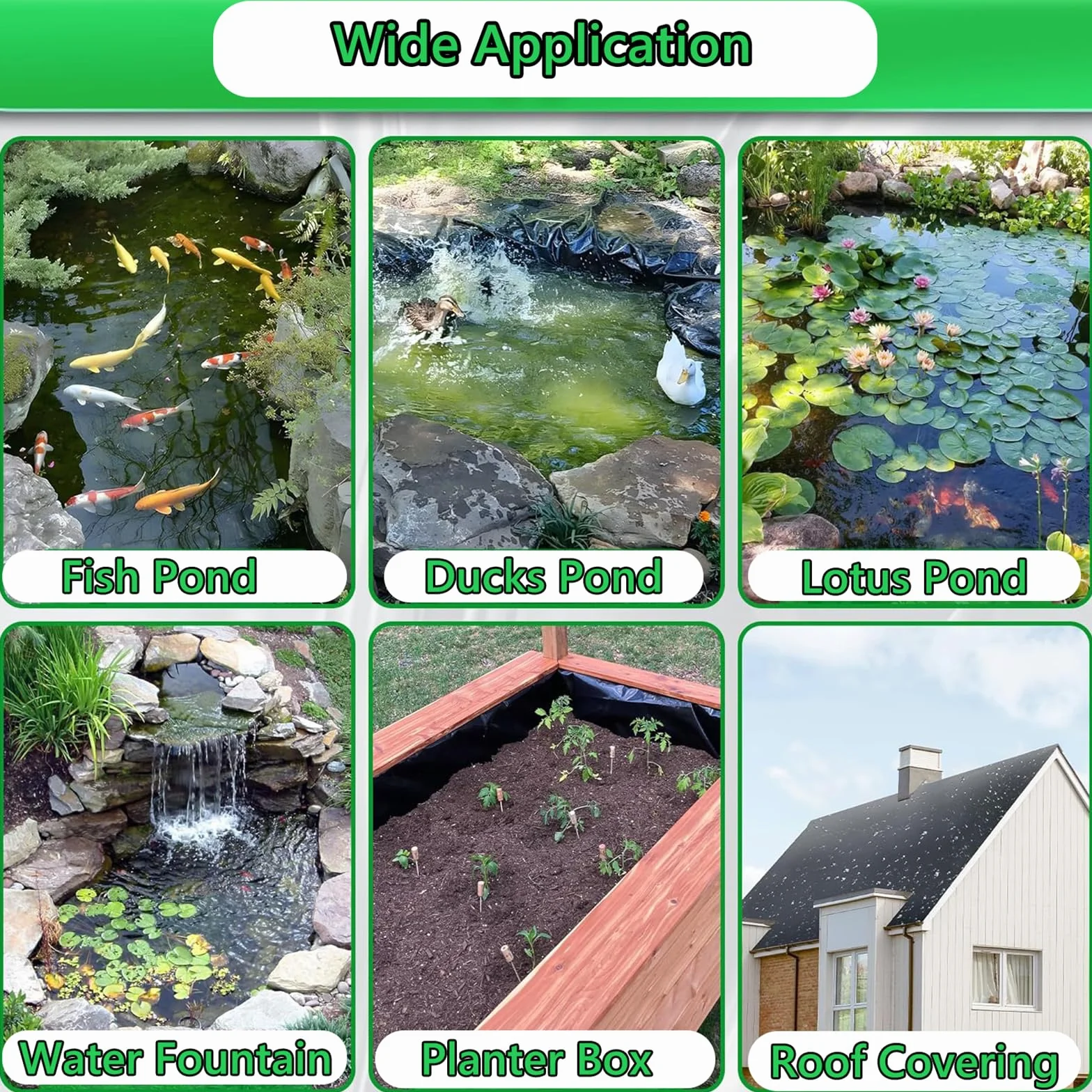 Bâche pour Bassin 1x1m Caoutchouc Liner Étang Koi Cascade