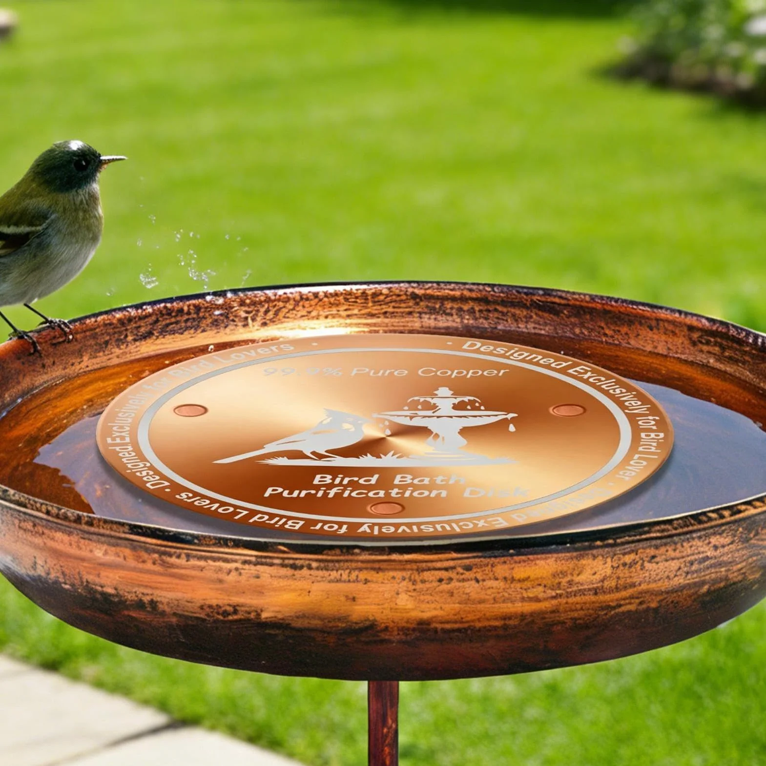 Cuivre pour Bain d'Oiseaux, Accessoires Jardin Nettoyage Naturel - Purification d'Eau