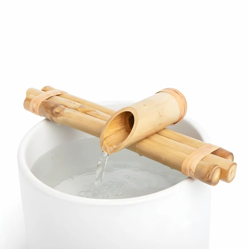 Kit Fontaine à Eau Zen Bamboo - Fontaine Trois Bras 30 cm Résistant aux Fissures pour Oasis DIY