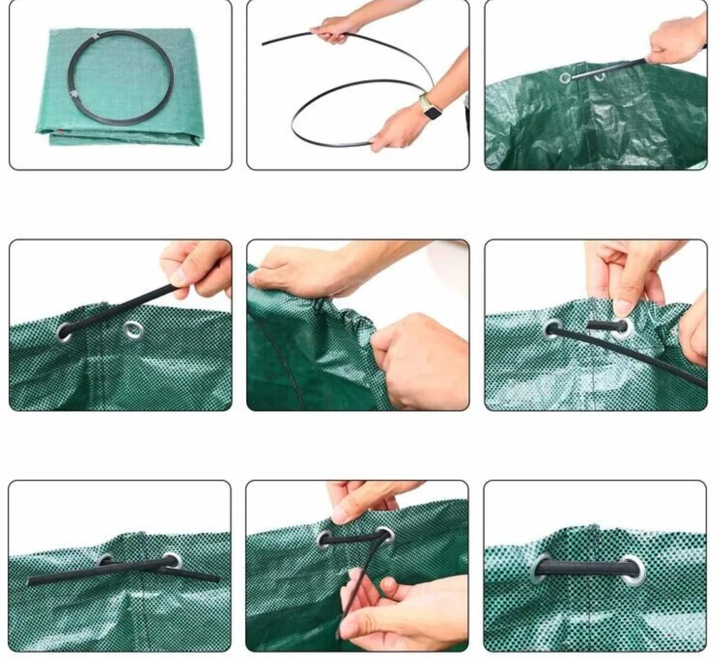 Sac Jardin Dechets Verts Résistant 272L 3 Pièces Réutilisable avec Poignées Pliable Autoportant