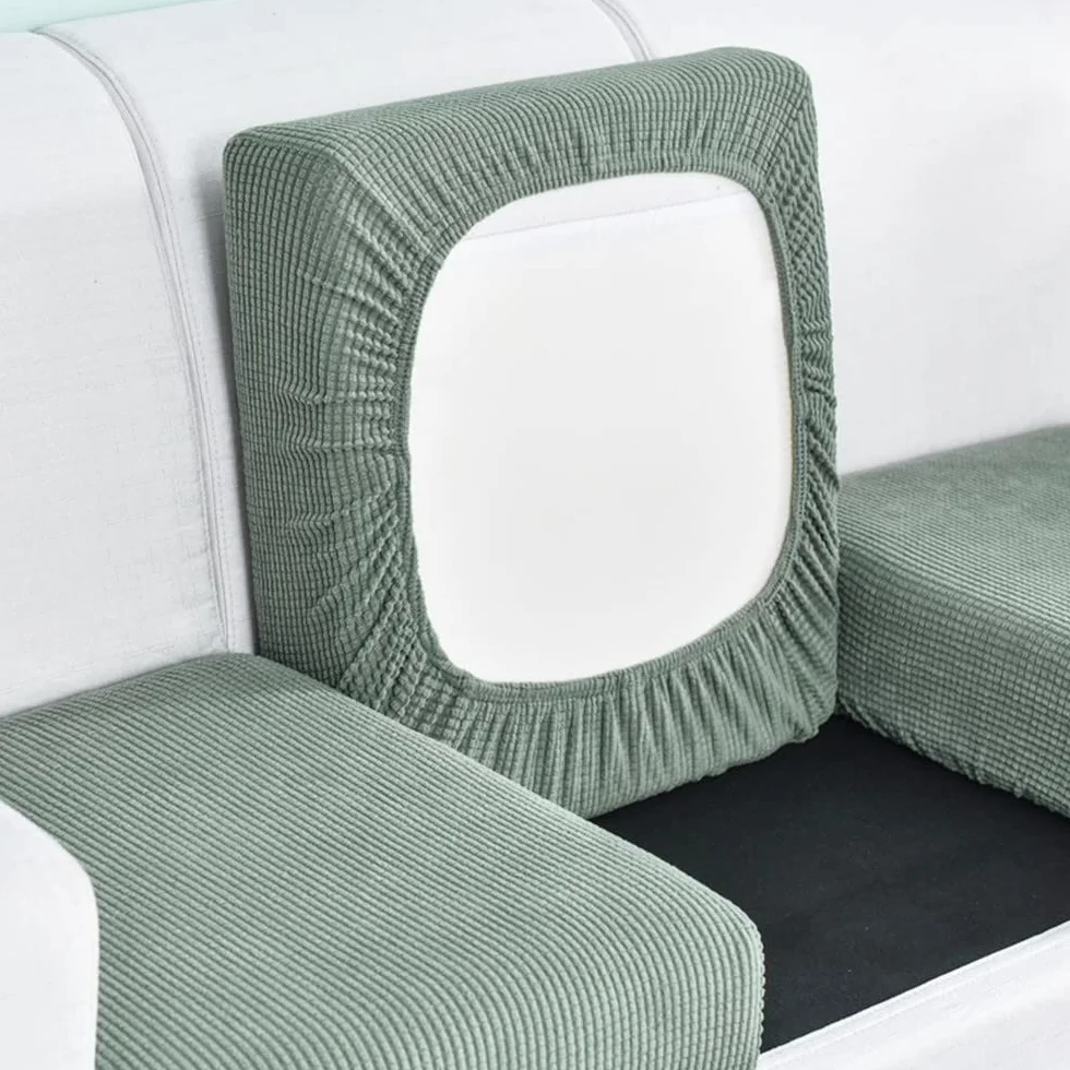 Housse de Coussin de Siège de Canapé Élastique à Carreaux Antidérapant