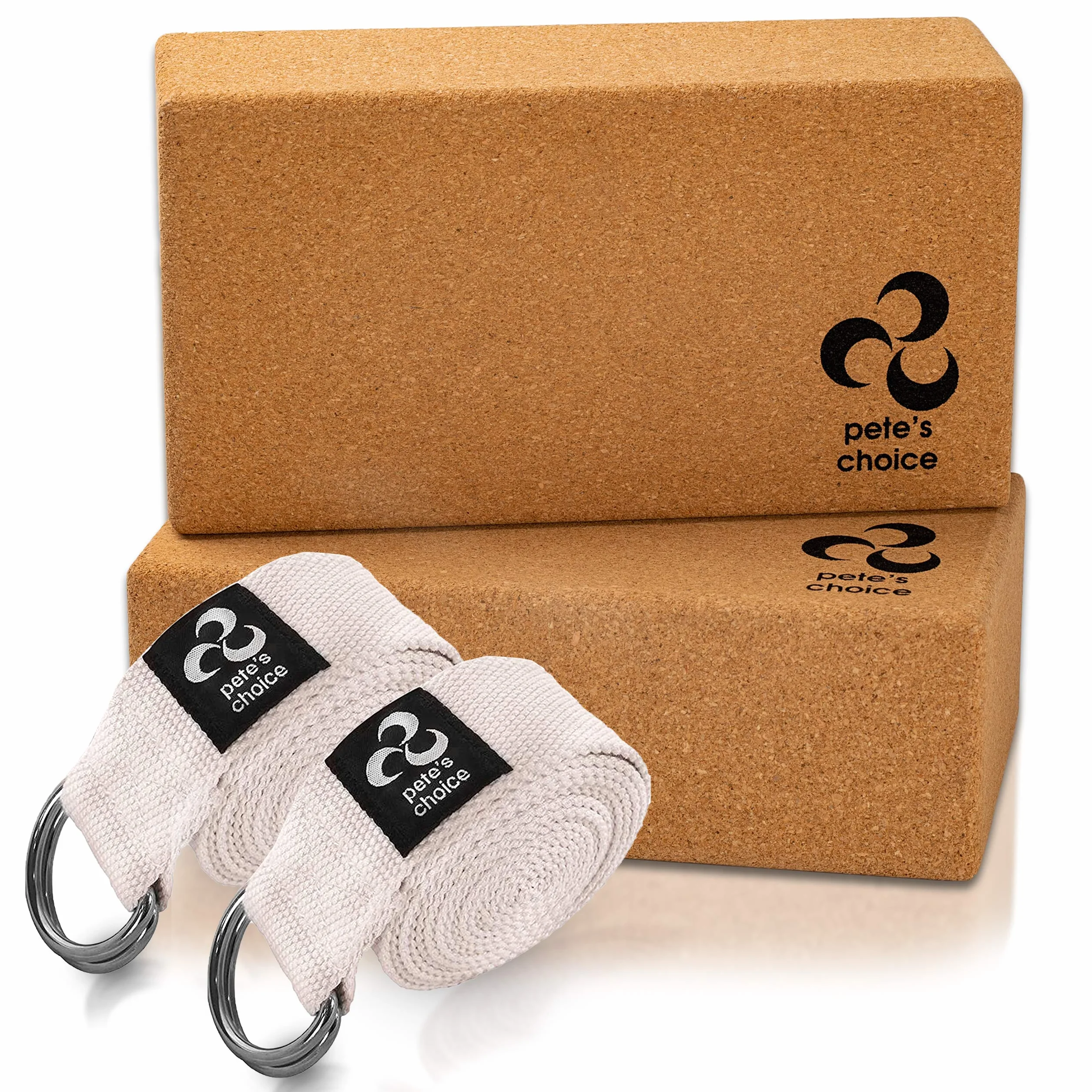 Blocs et Sangles de Yoga Eco Friendly Pack de 2 Blocs Naturels Fermes et Solides et 2 Sangles