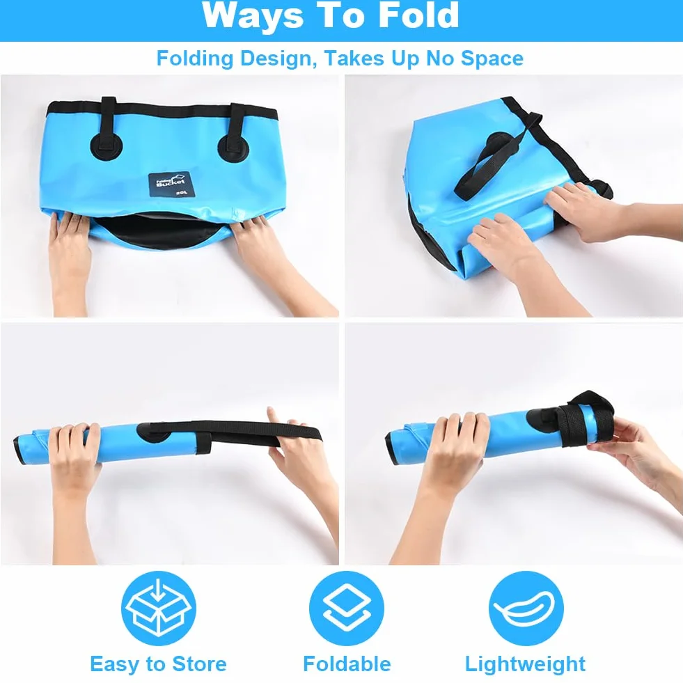 flintronic Seau Pliable, 10L / 12L / 20L Seau de Pêche Pliable Portable, Pliable Multifonctionnel, Robustes, Peu Encombrants, Conteneur d'eau pour Randonnée Pêche Nautisme Jardinage