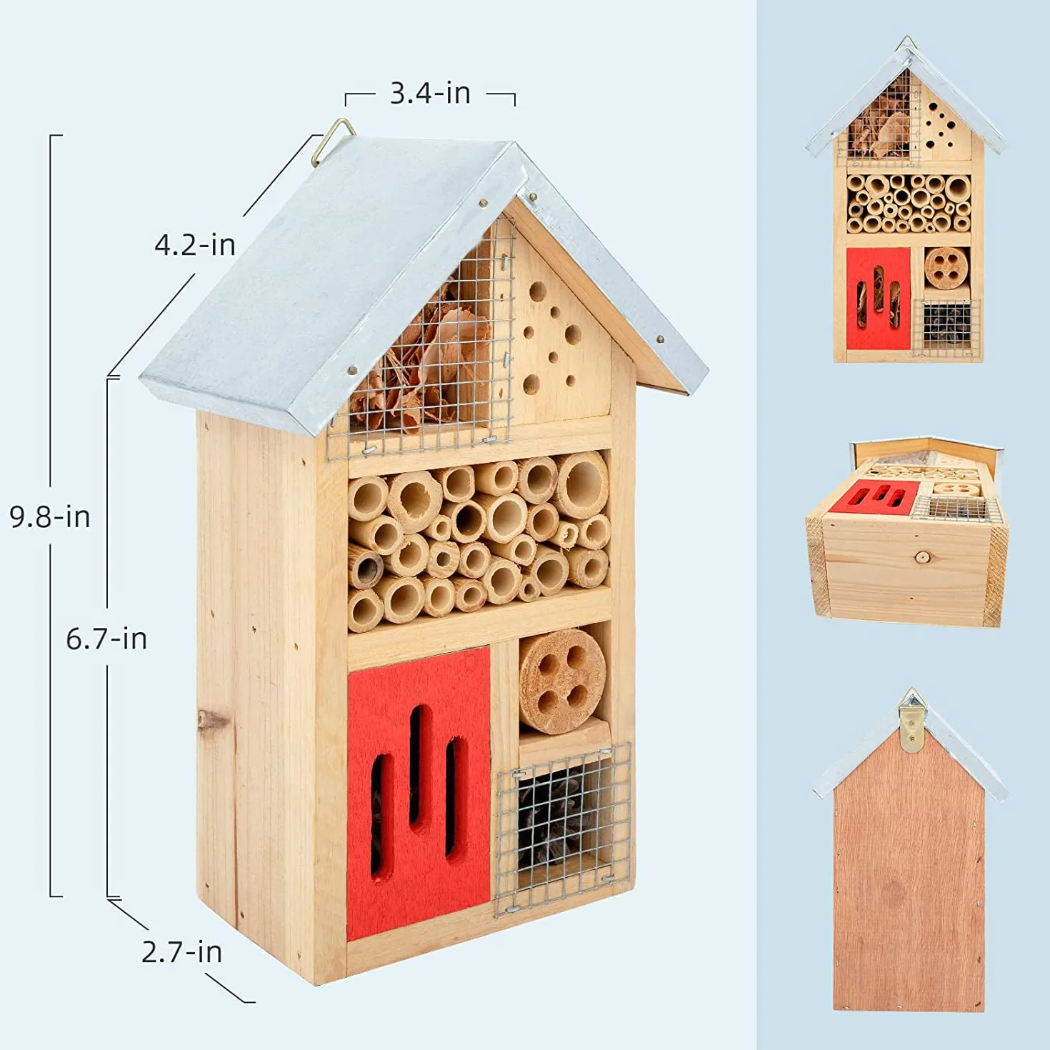 Niteangel Maison Insectes en Bois 25,4 x 15,2 x 8,6 cm pour Coccinelles Chrysopes Abeilles
