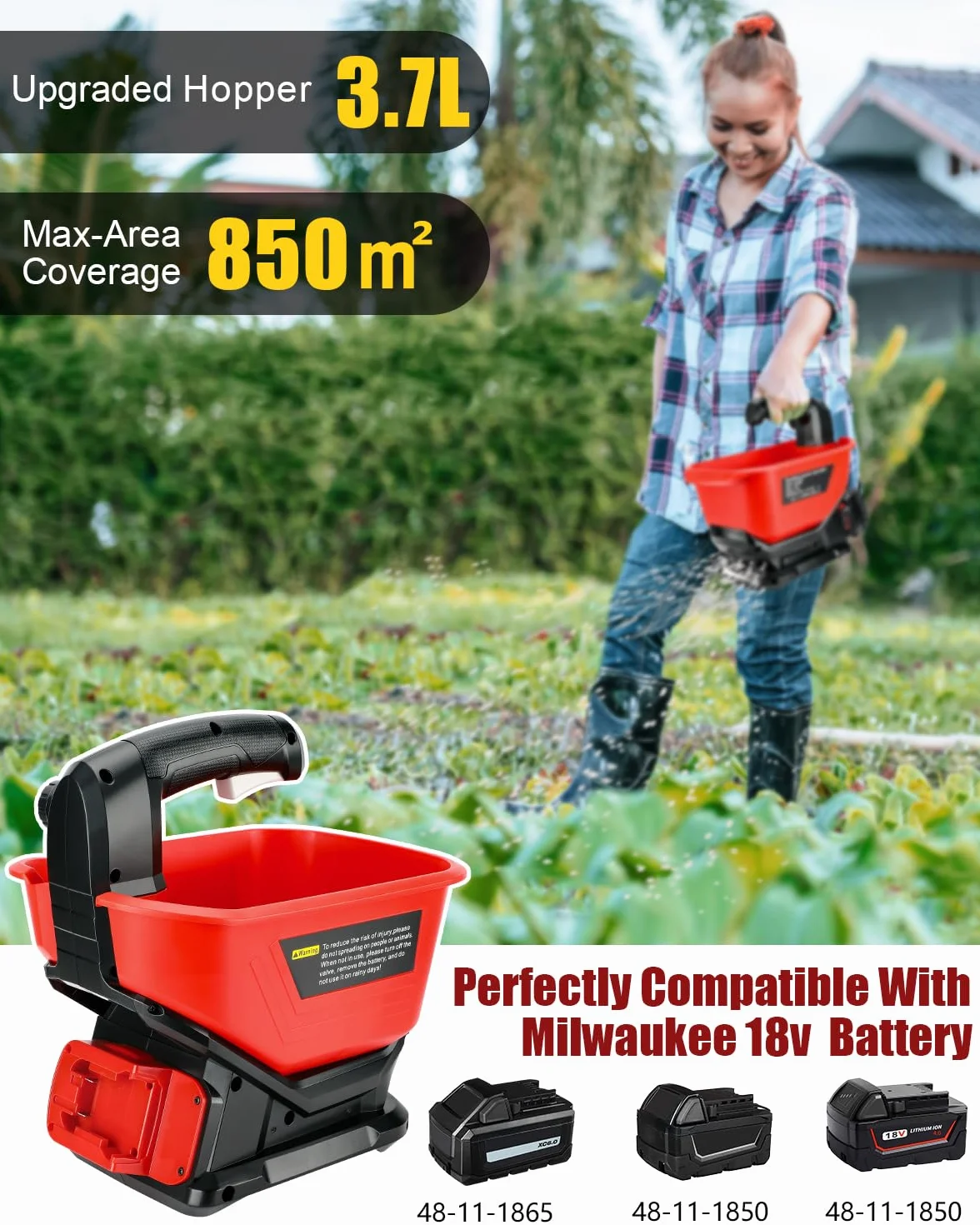 Épandeur sans Fil Milwaukee M18 18V pour Engrais et Fertilisant Pelouse Sel Dégivrant
