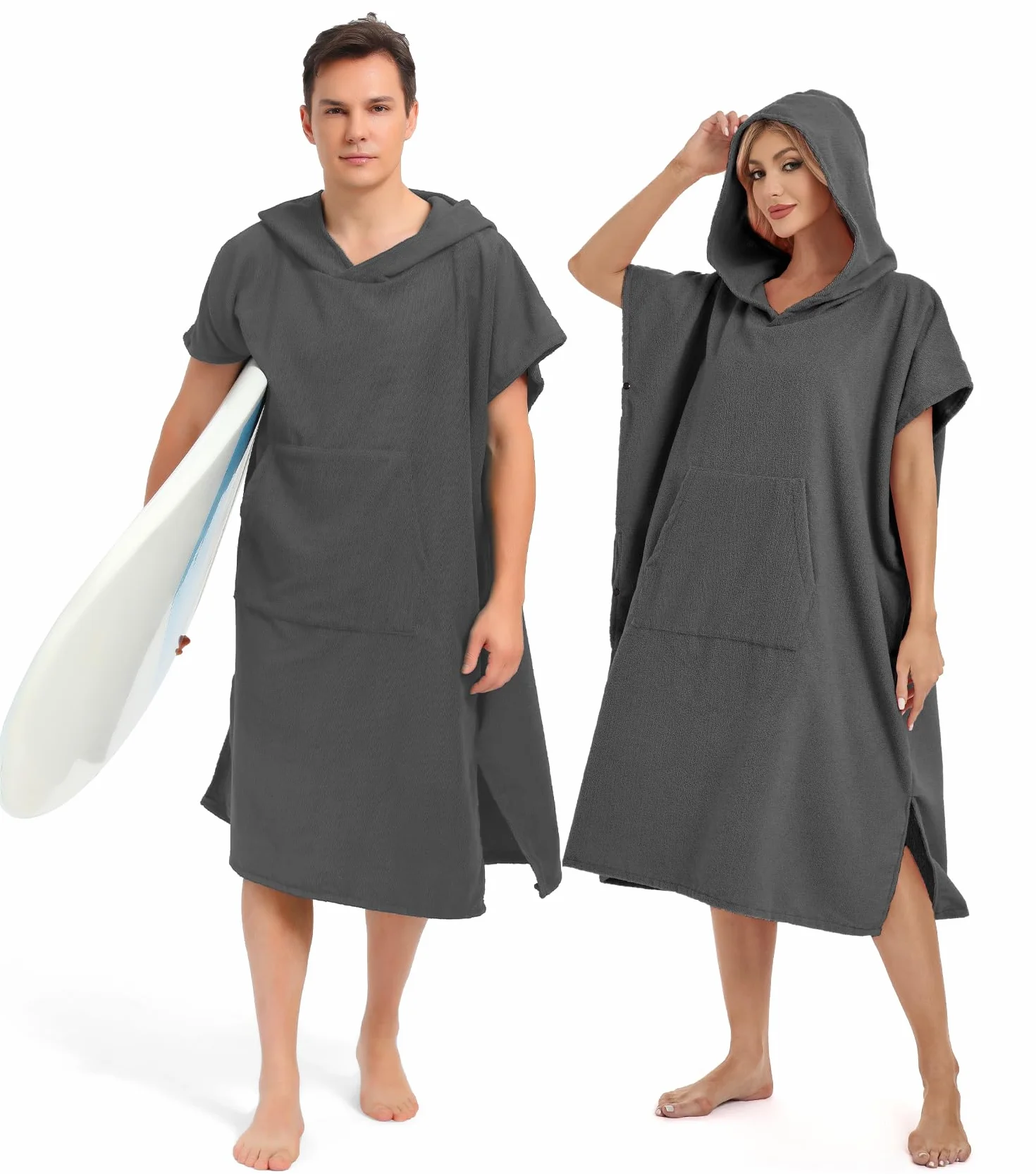 Abahub Poncho de Plage Adulte Homme et Femme, Poncho de Surf Adulte en Microfibre avec Capuche,Peignoir-Serviette de Changement,Absorbant, Léger et à Séchage Rapide,Adapté à Plage Piscine Le Surf