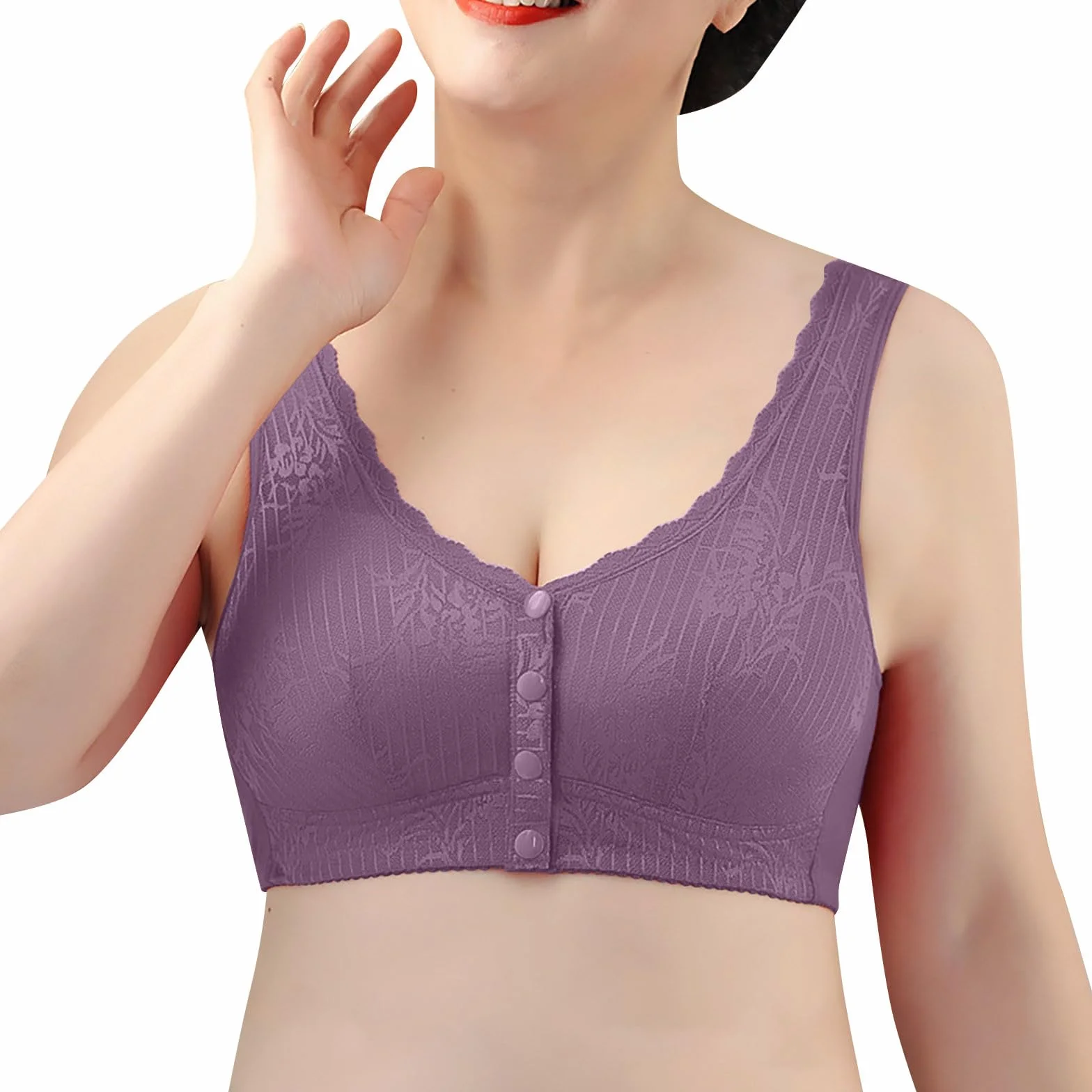 Brater Buckle Soutien-Gorge Féminin Deep V Neck Bralette sans Couture Anneau en Acier Mince Grande Taille