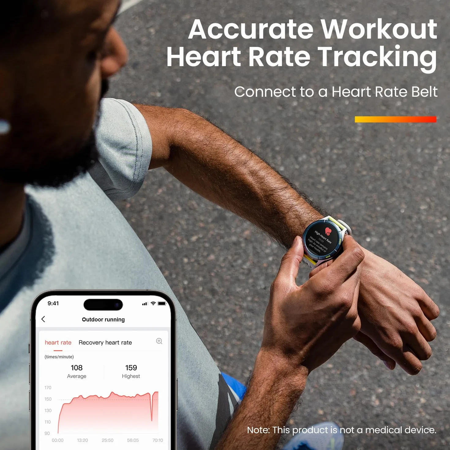 Amazfit Cheetah 47 mm Montre Intelligente Running GPS Double Bande Navigation Cartes Hors Ligne Moniteur Fréquence Cardiaque Alexa