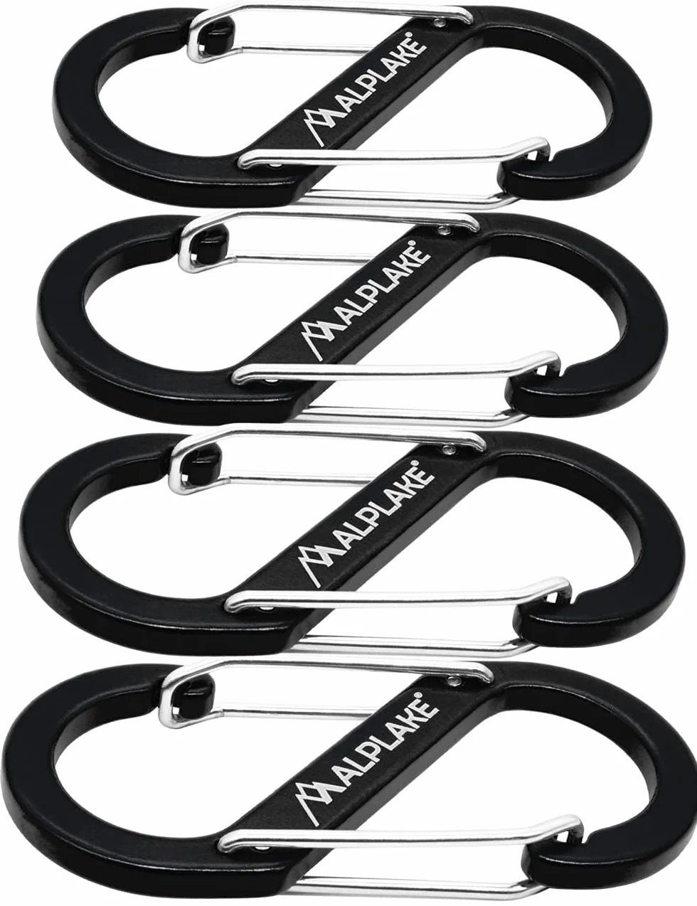 Mousquetons en forme de S 88 x 40 mm Noir Ensemble de 4