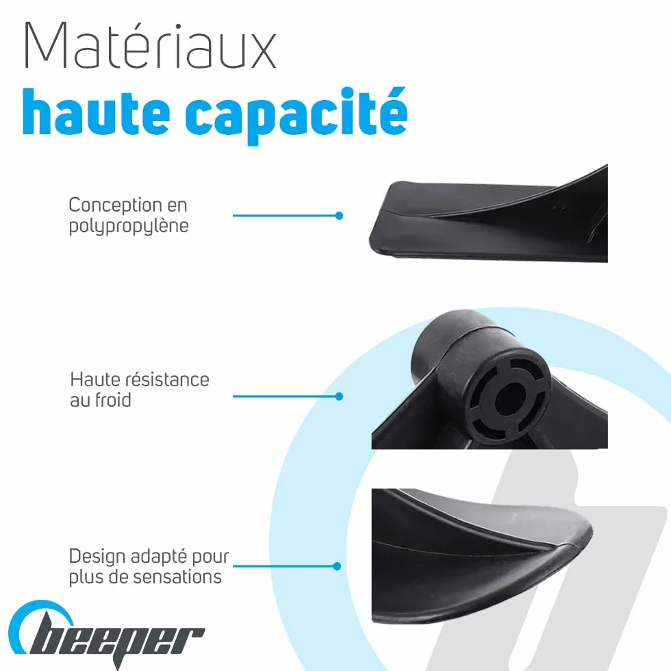 BEEPER Kit de Transformation Snowscoot - Paire de Patins de Ski pour Trottinette Enfant - Installation Facile - Résistant jusqu'à -20°C - Noir