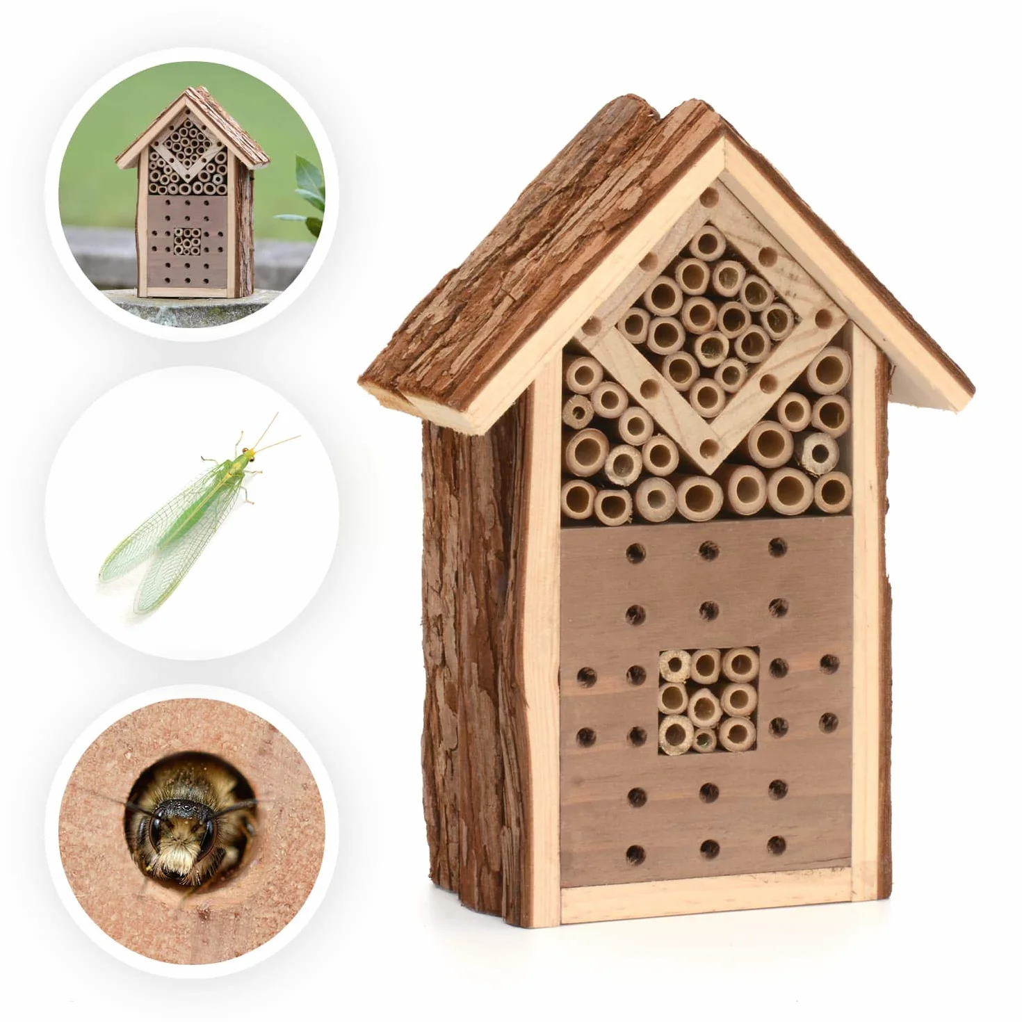 CKB LTD Hôtel Insecte en Bois Naturel 16x9x23cm pour Abeilles Coccinelle Papillon