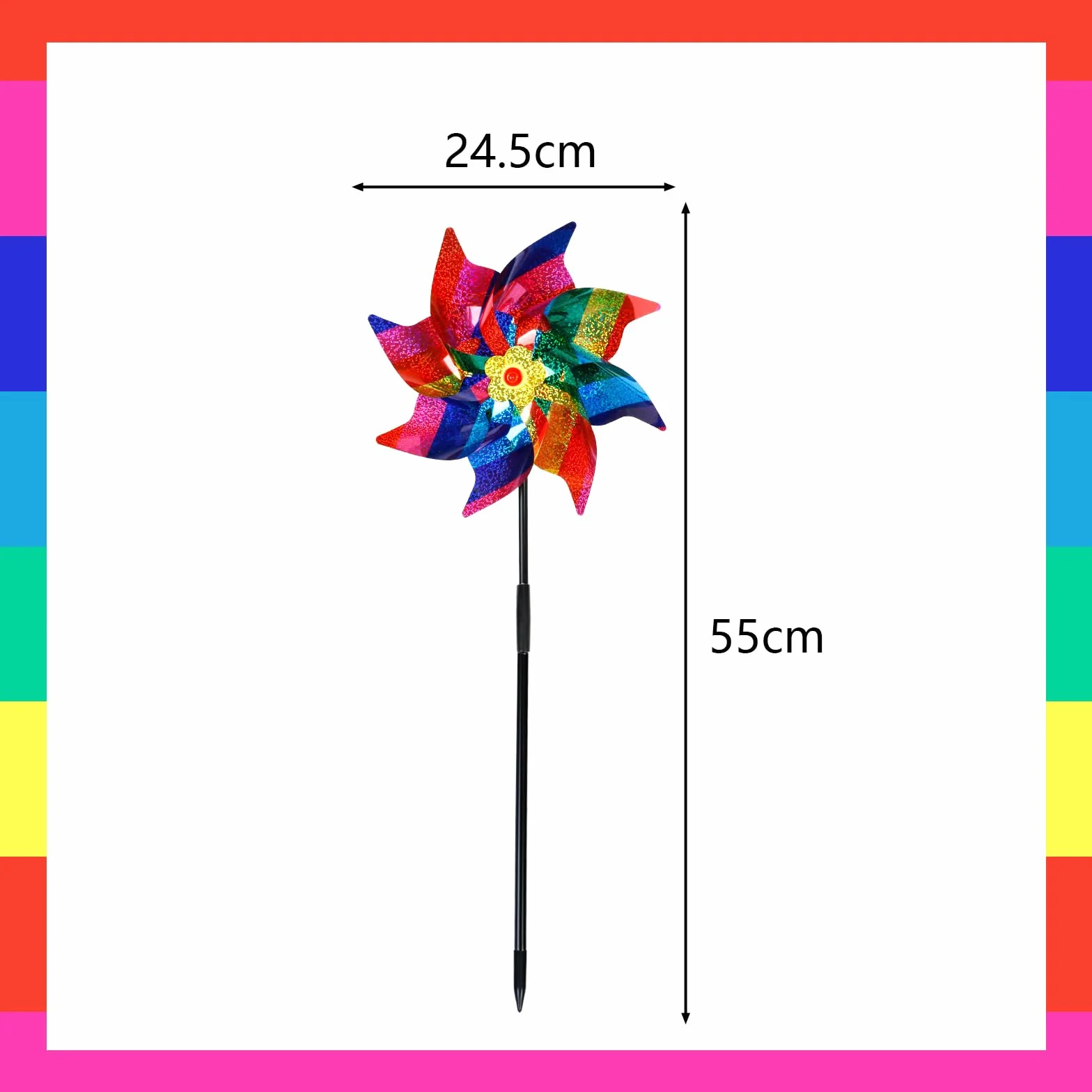 Moulin à Vent de Jardin Répulsif pour Oiseaux PVC Arc-en-Ciel 55x24.5cm