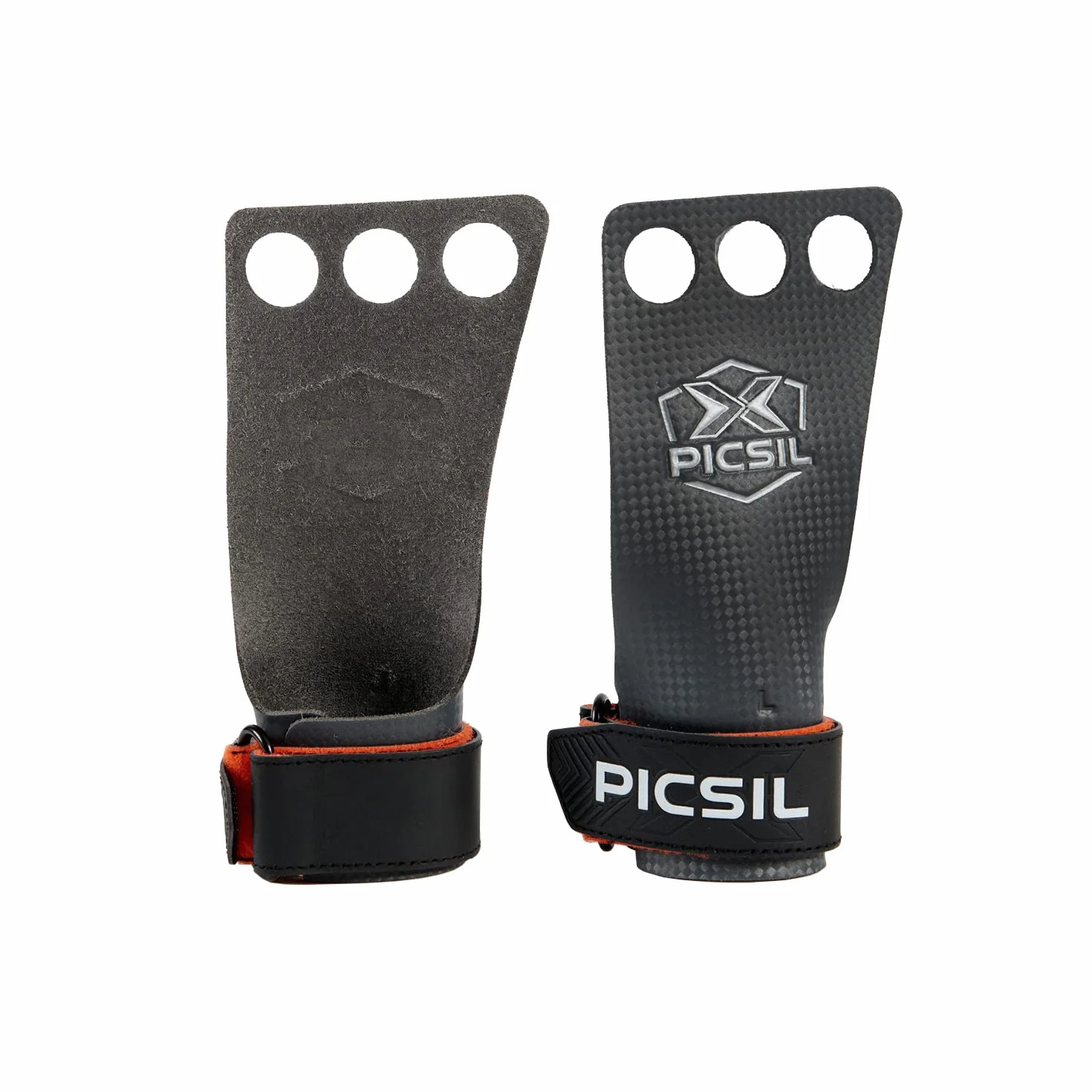 PICSIL Maniques RX Grip en Fibre de Carbone avec Magnésie 3 Trous Orange S pour Cross Training Gymnastique