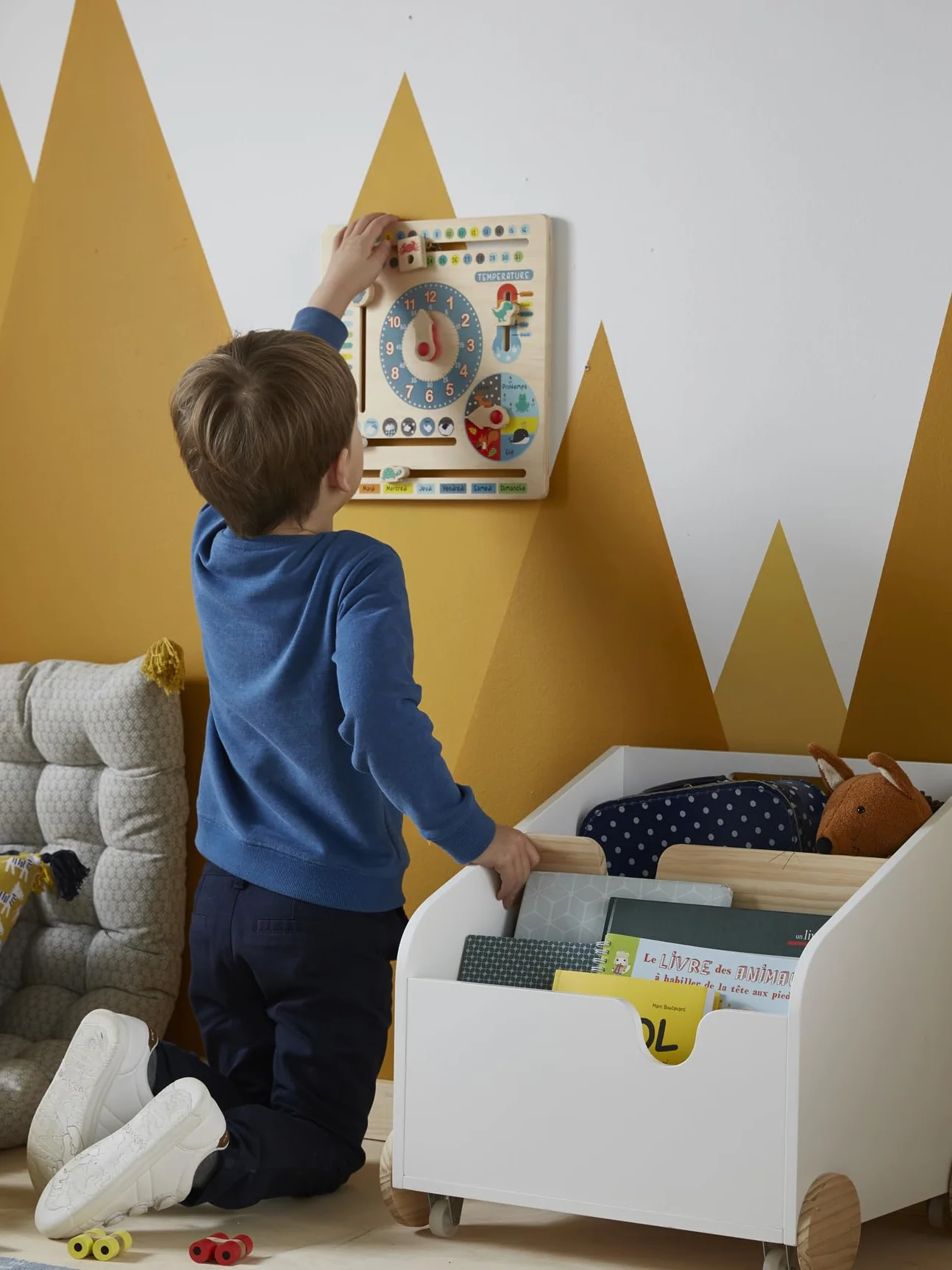 VERTBAUDET Horloge Calendrier en Bois Multicolore