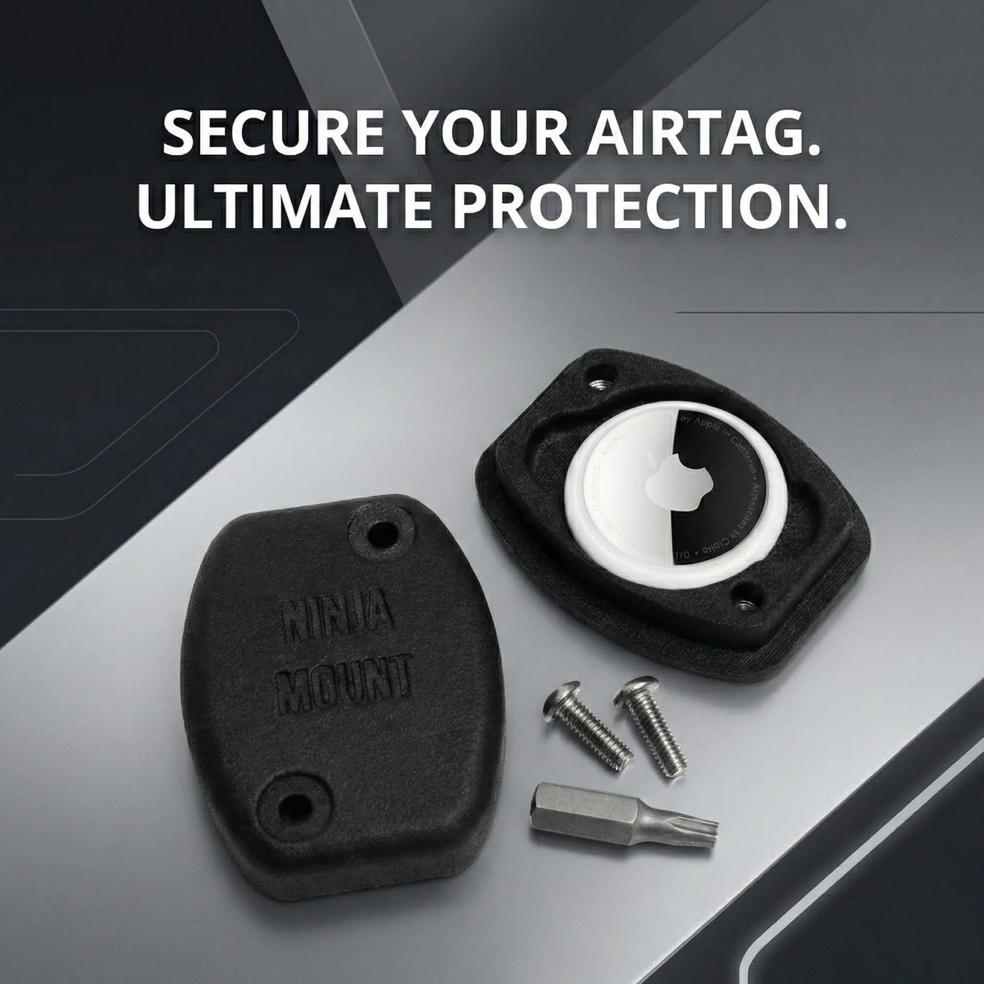 anyTag by Support Universel Airtag pour vélo, Campeur, Moto, Ski, vélo électrique, Valise, Scooter, vélo de Camion I Universel avec vis de sécurité et Outils I Fabriqué en Allemagne