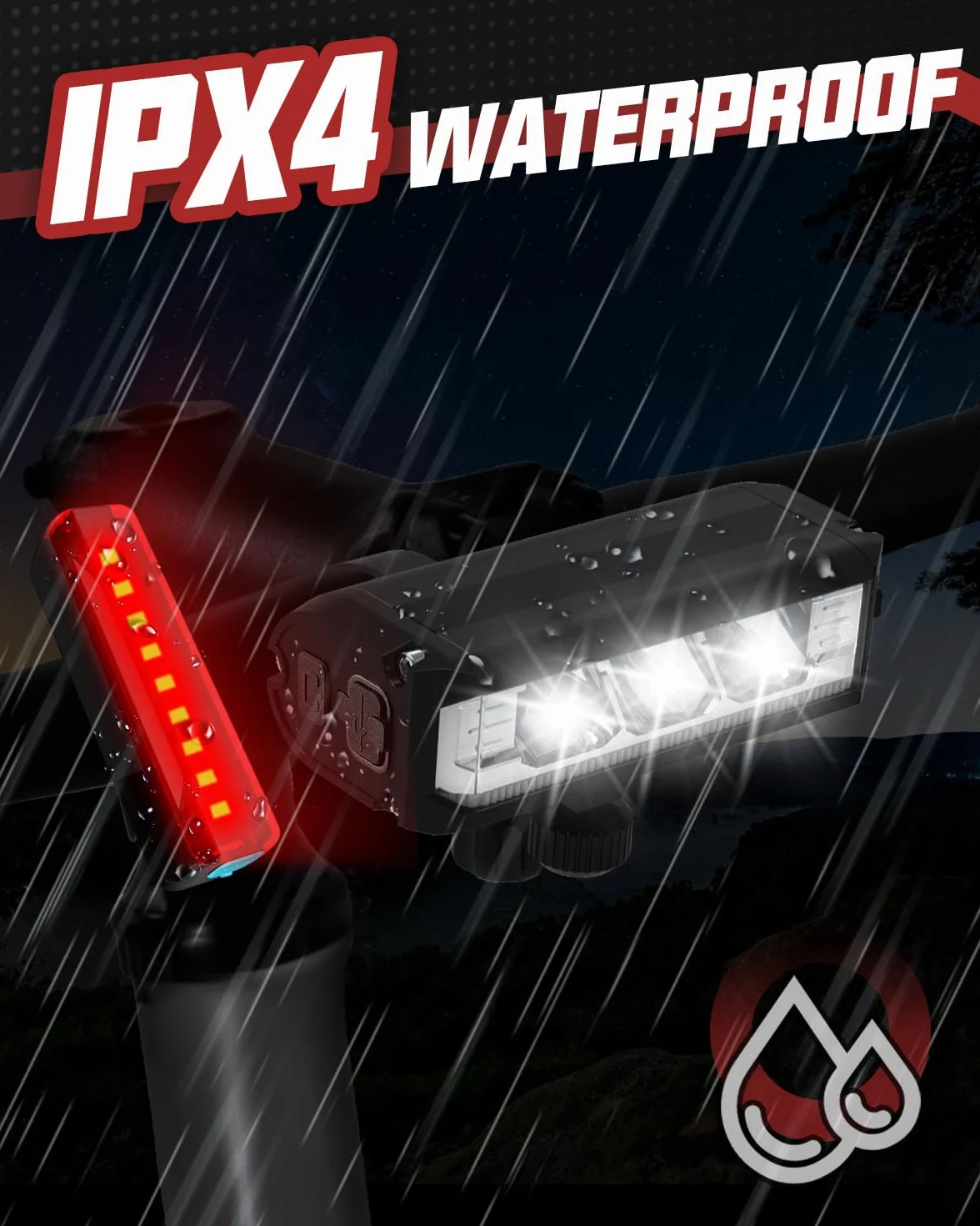 Victoper Lumiere de Vélo,Eclairage Velo Avant et Arrière 6000 Lumens 5 Modes D'éclairage IPX4 Étanche Rechargeable LED Éclairage Vélo Avant et Arrière Compatible avec la Plupart des Vélos