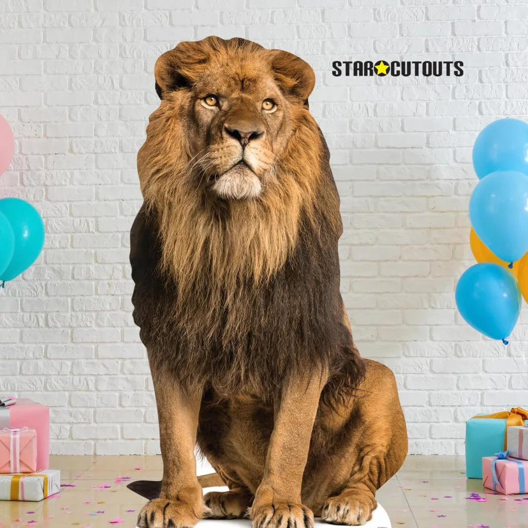 STAR CUTOUTS Lion Assis en Carton Adulte 155 cm Décoration Animaux Fête Anniversaire