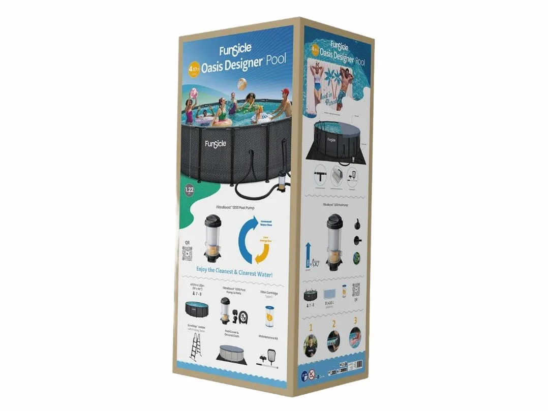 FUNSICLE Piscine Tubulaire Ronde Noire Ø4,57m x h1,22m