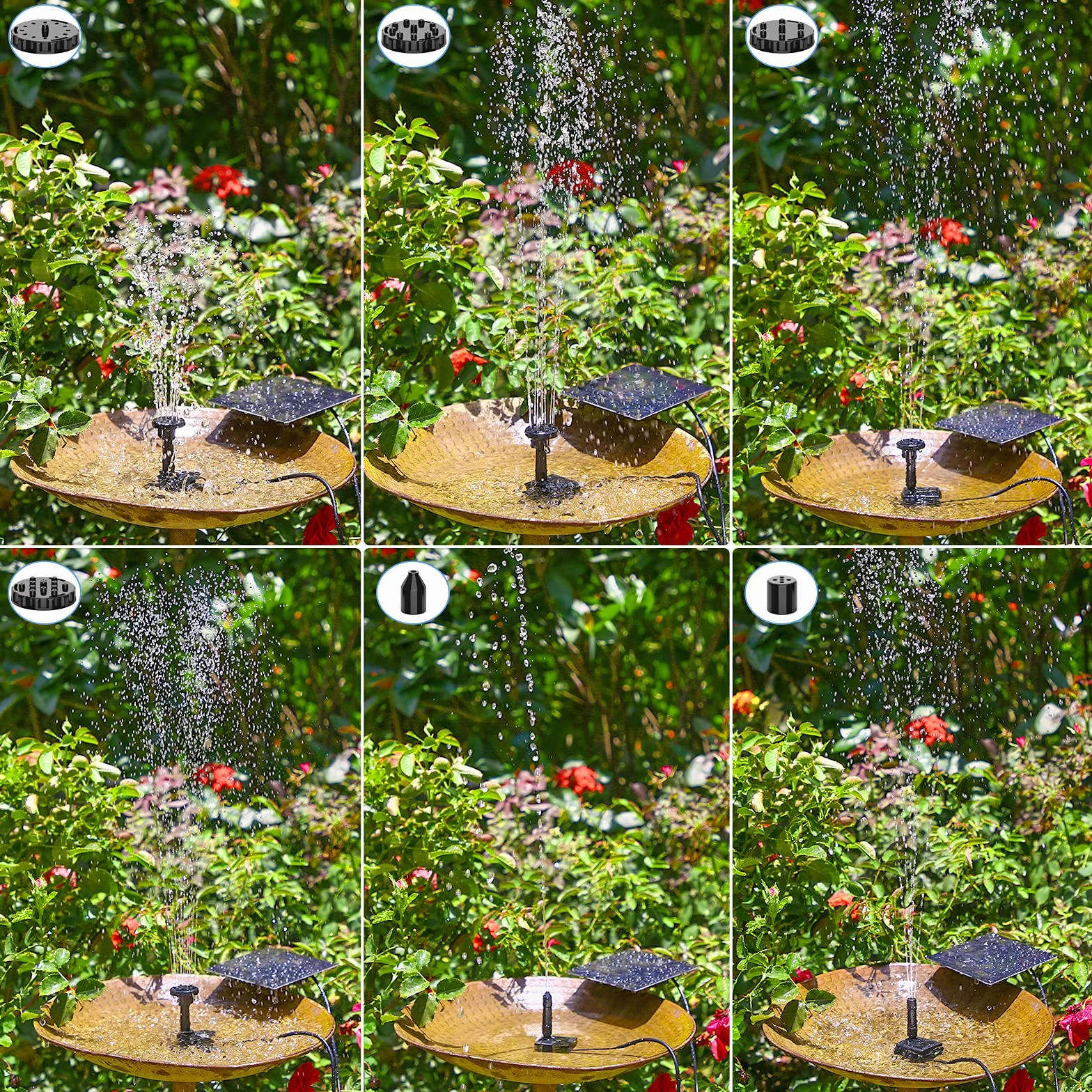 Fontaine Solaire Exterieure de Jardin DIY Pompe avec 6 Buses AISITIN 2024