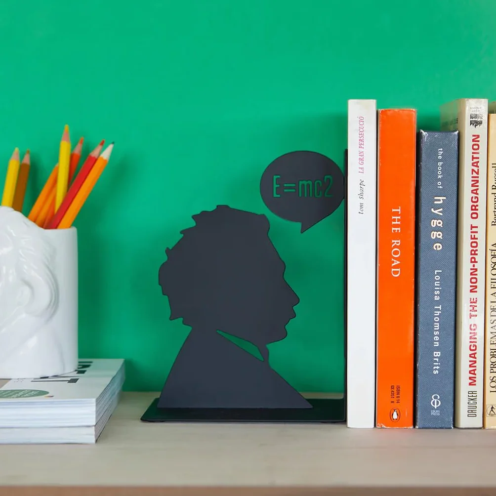 Balvi Serre-Livres Einstein Noir décoratif Contours emblématiques d'Alb
