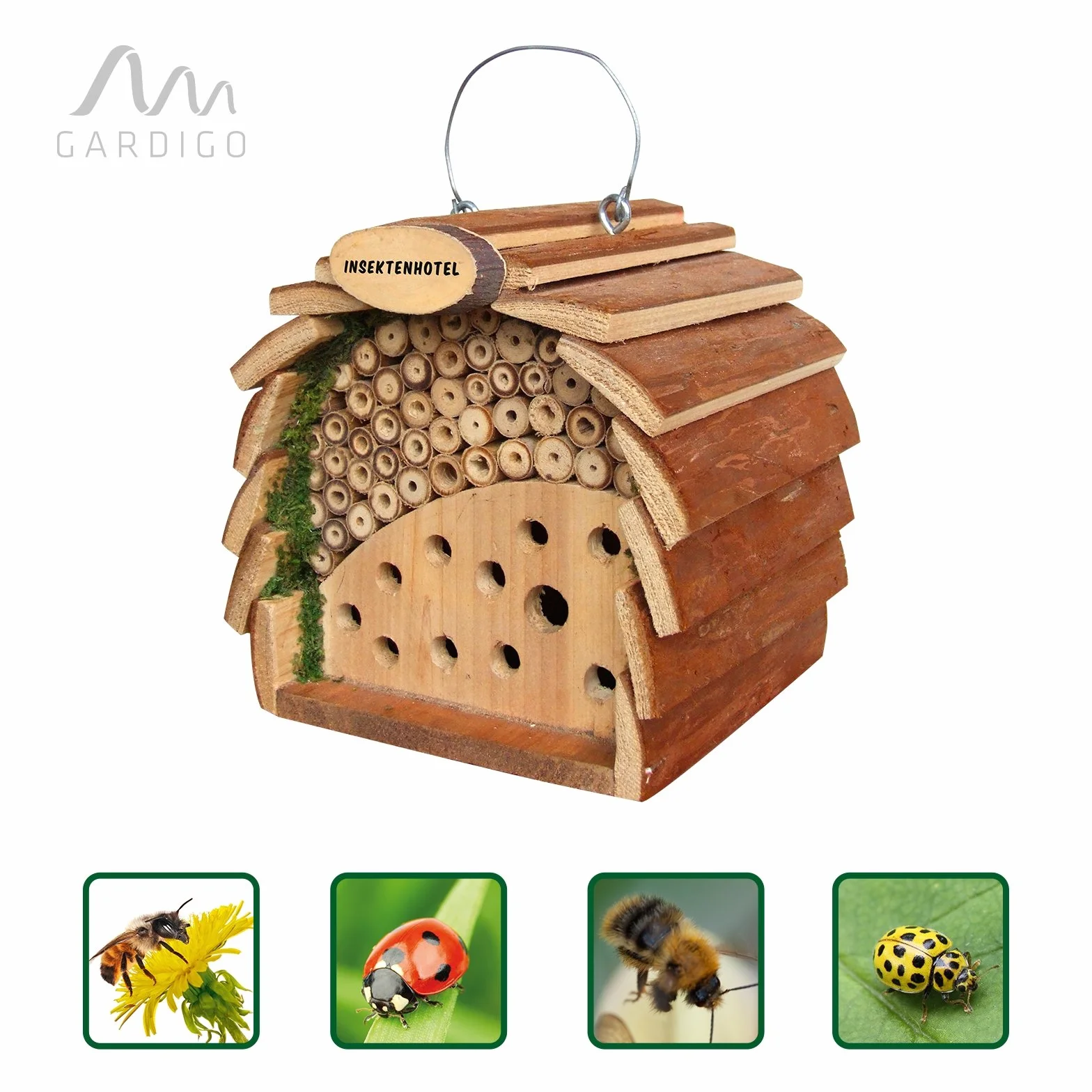 GARDIGO Hôtel à Insectes en Bois et Bambou Refuge Naturel pour Coccinelles Abeilles Abri Suspendu Jardin