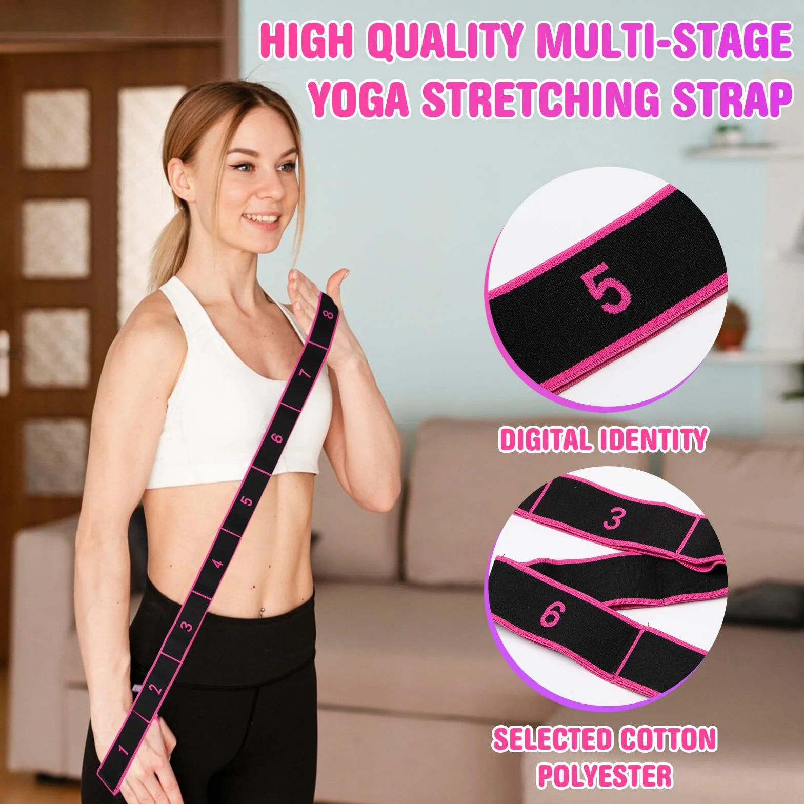 5 Pièces Bande Élastique de Yoga Résistance Band Fitness 8 Niveaux de Forces Bande Élastique Musculation Bande Elastique Etirement pour Fitness, Yoga, Pilates, Danse, Gymnastique (5 Couleurs)