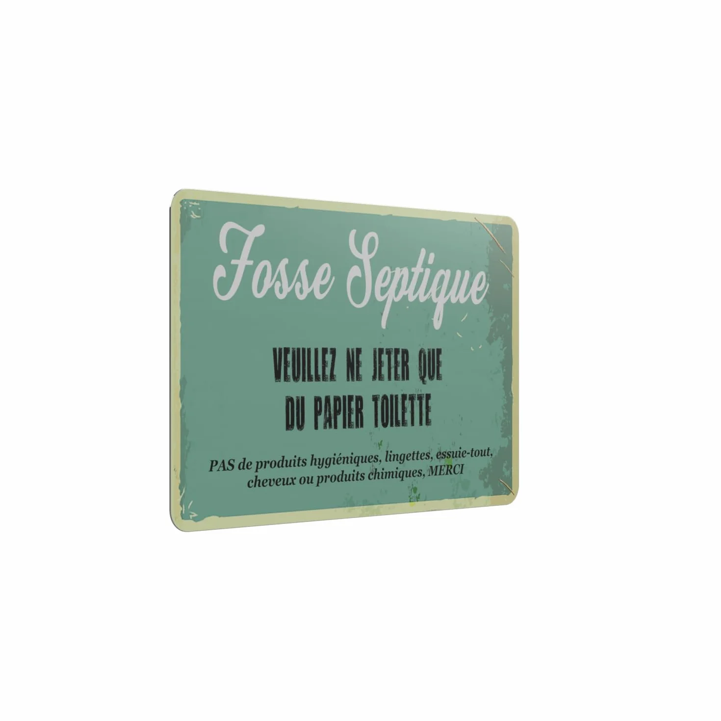 Plaque Adhésive Acrylique Fosse Septique Effet Rustique - Texte Imprimé Latex