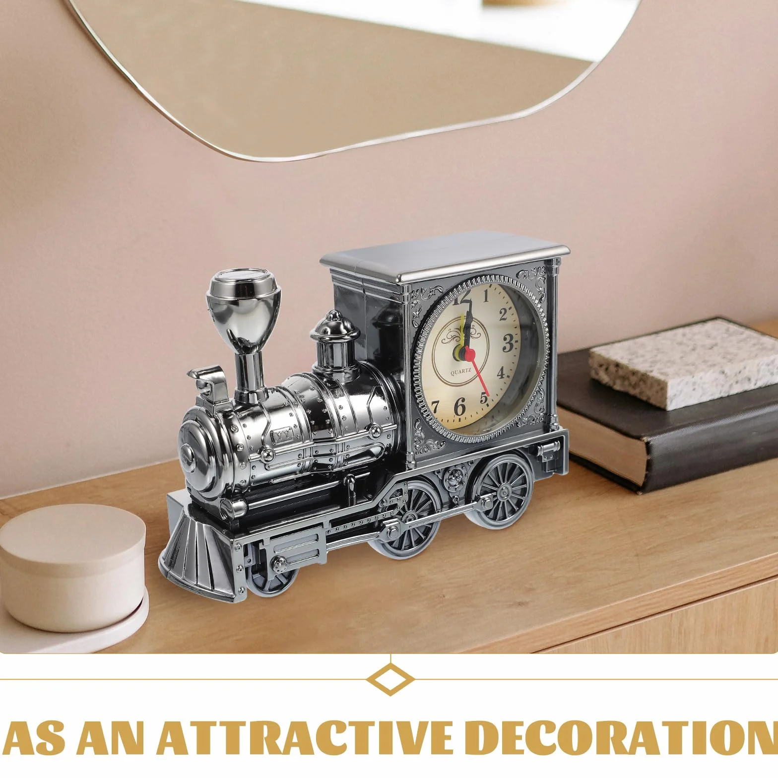 VOSAREA Décoration Table Figurine Train Réveil Horloge Digitale Modèle Train D'époque Steampunk Décor Rétro