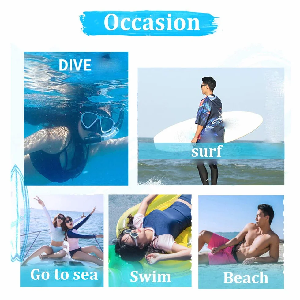 Surwin Serviette Poncho à Capuche Plage Adulte Poncho de Bain Surf en Microfibre Séchage Rapide Serviette à Changement Peignoir Piscine Robe pour Homme et Femme