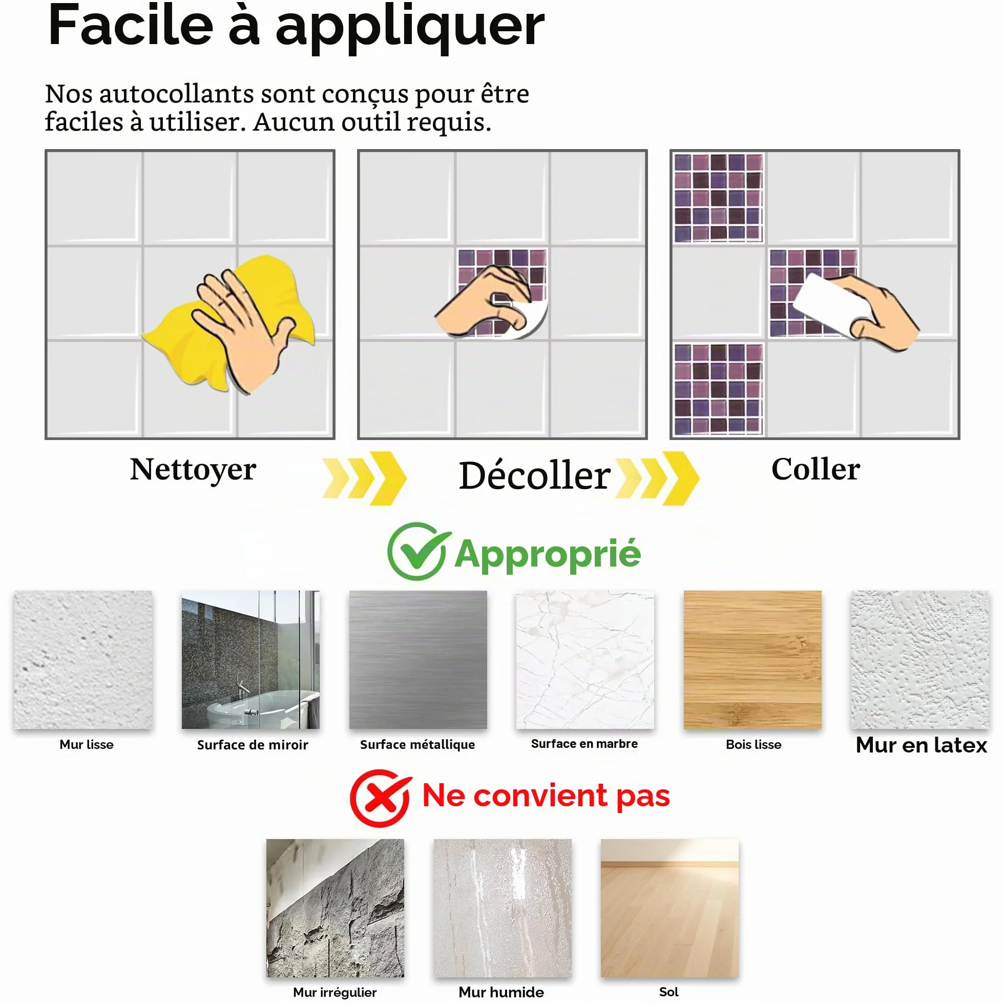 Autocollant Carreau Auto-Adhésif Fond D'écran Résistant à la Chaleur Étanche Dosseret Cuisine Salle de Bâton Mosaïque Bleu 10x10 cm