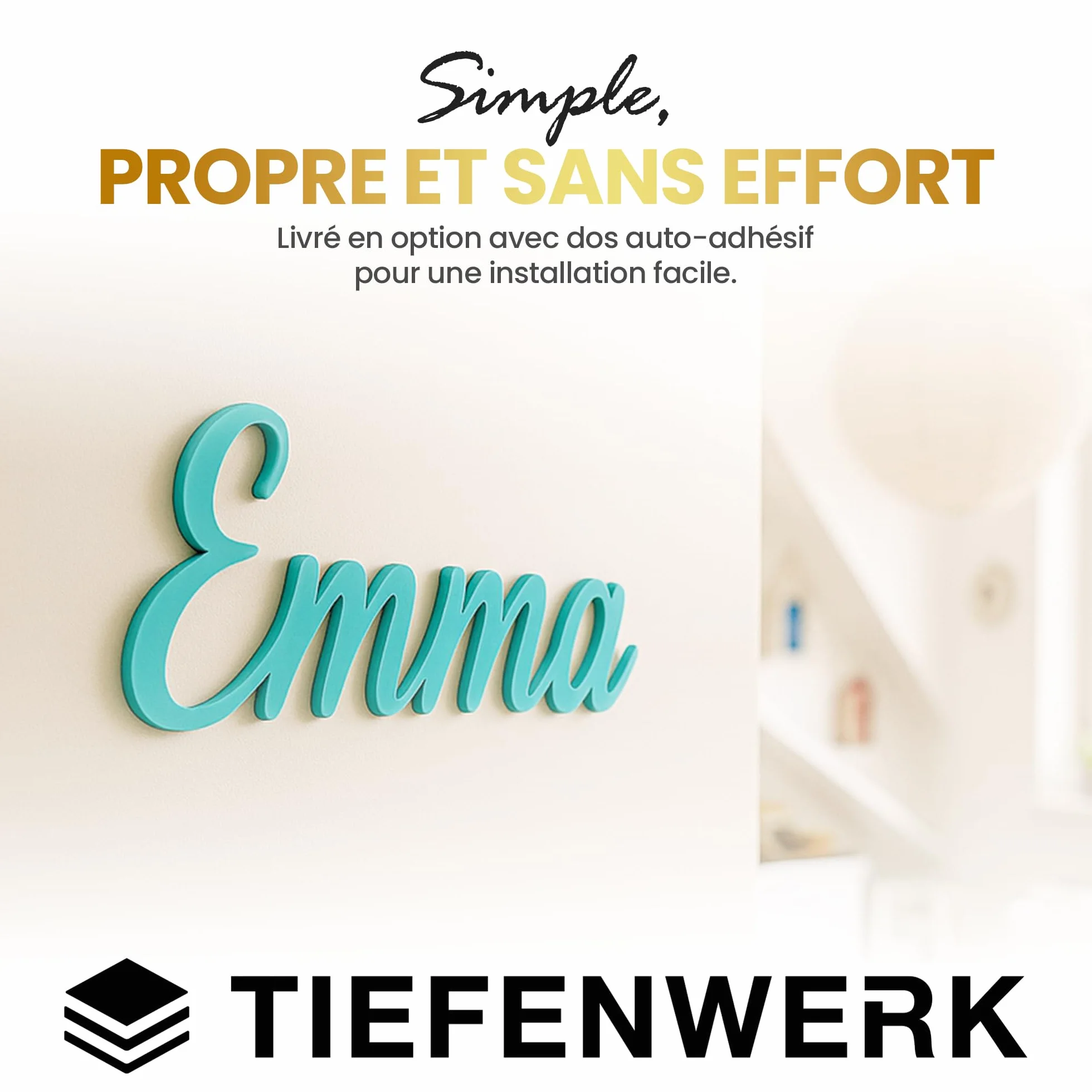 Plaque Porte Personnalisée en Bois & Acrylique Effet 3D – Déco Murale Enfant – TIEFENWERK®