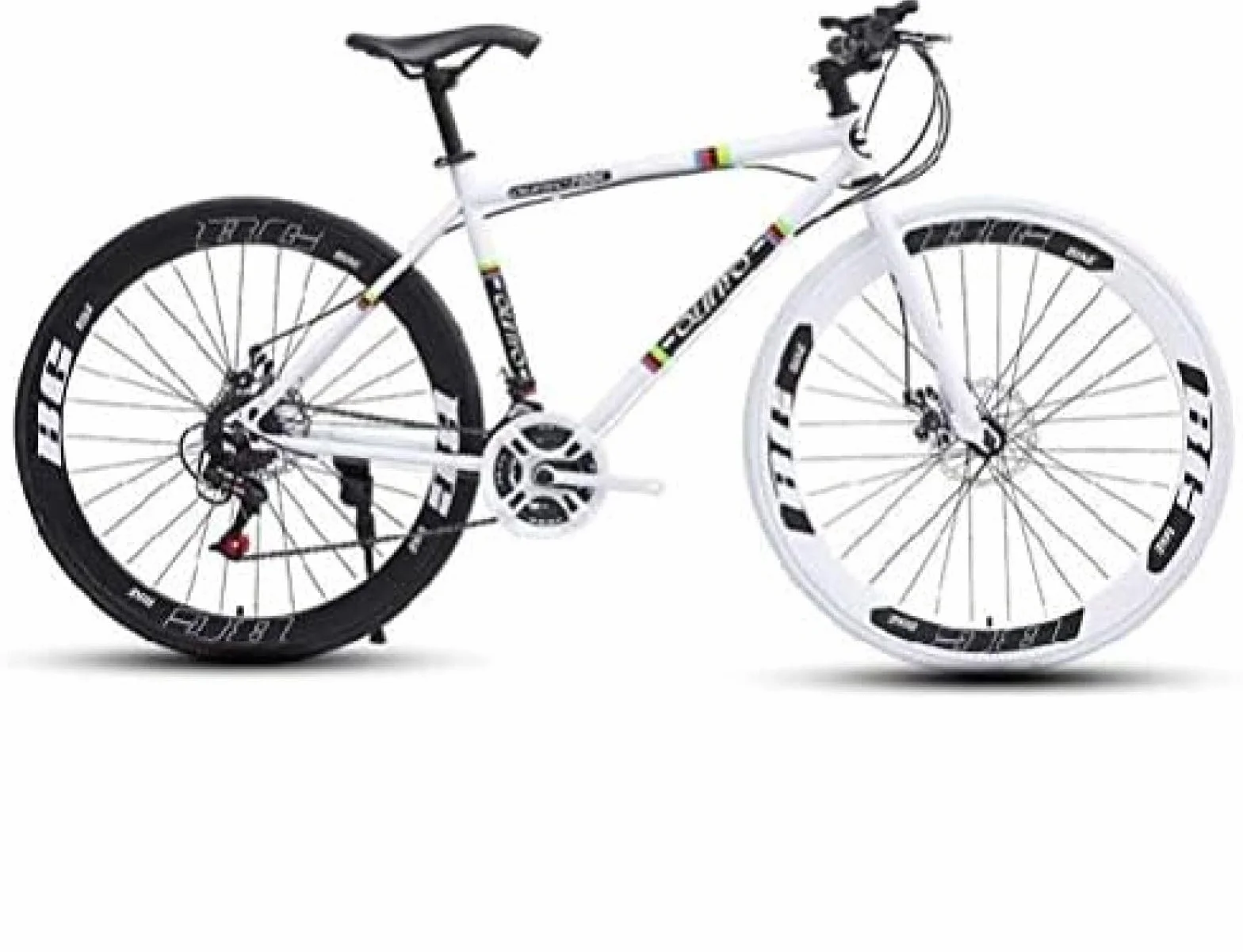 Vélo de Route 24 Vitesses Cadre Acier Haute Teneur Carbone Frein Double Disque Adultes