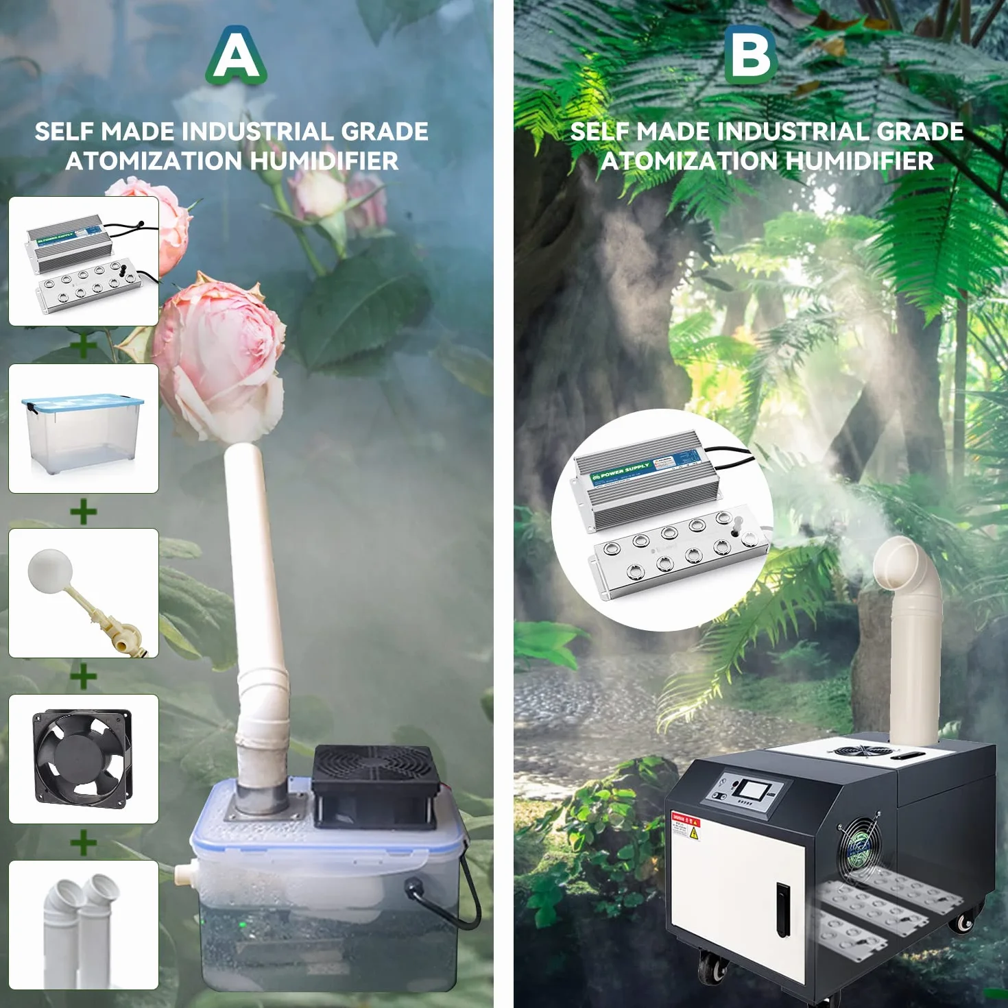Mxmoonant Brumisateur à ultrasons 12 têtes 8.4L/H 400W pour Horticulture Paysage