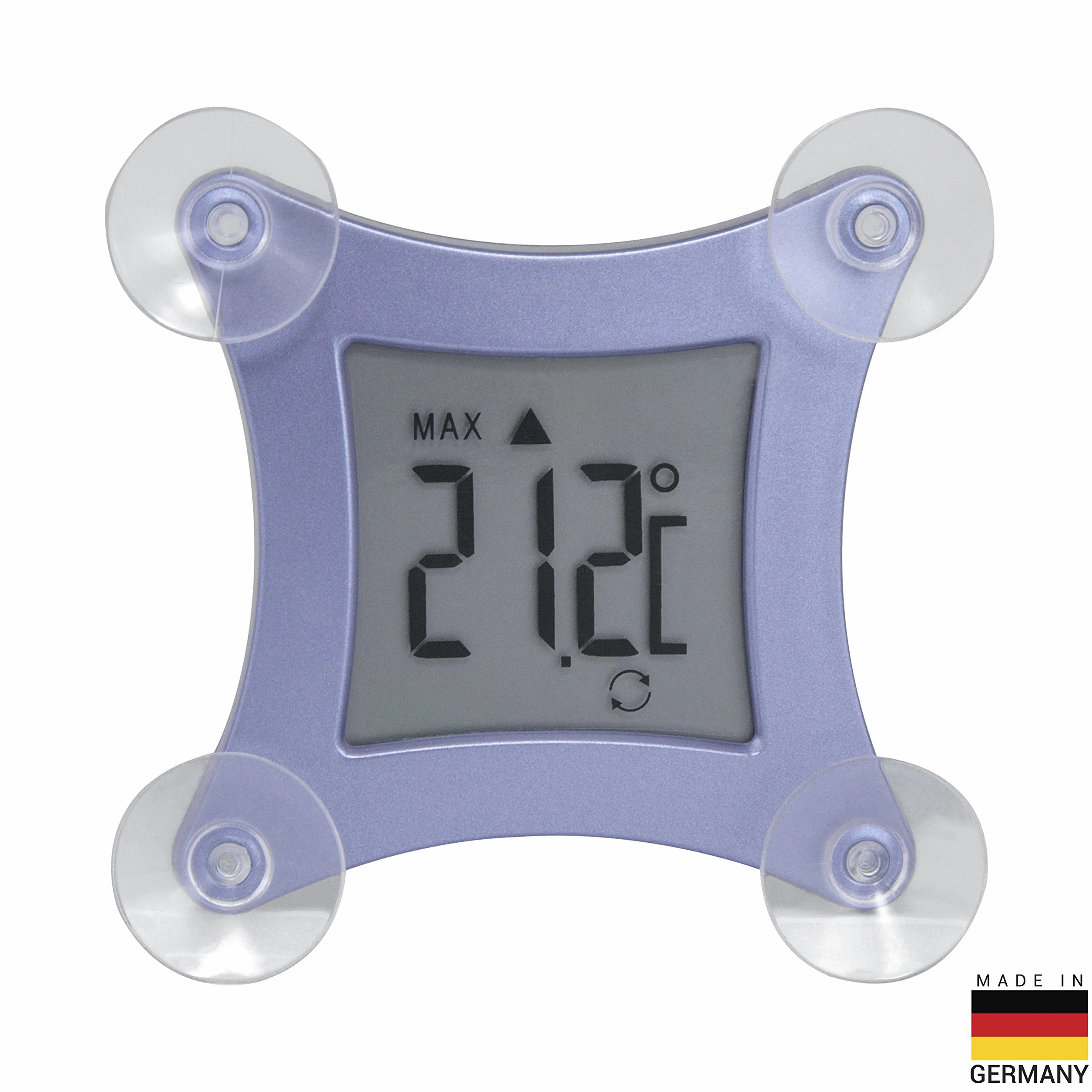 TFA Dostmann Thermomètre de fenêtre numérique Poco 30.1026, température extérieure, résistant aux intempéries, bleu métallique