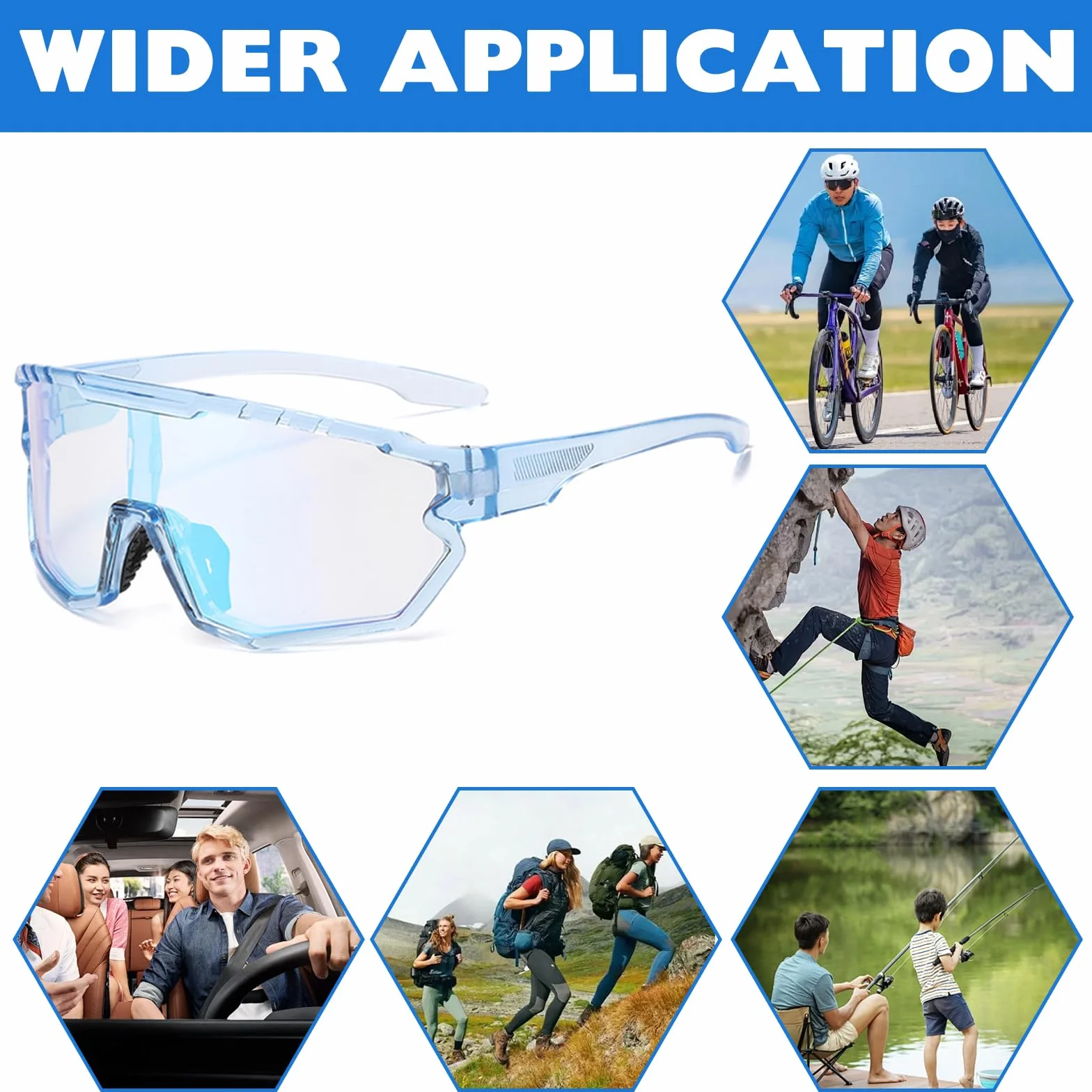 Lunette de Cyclisme Photochromique Homme Femme Lunette Vélo VTT Anti-UV400 Lunettes Photochromiques lunettes Running