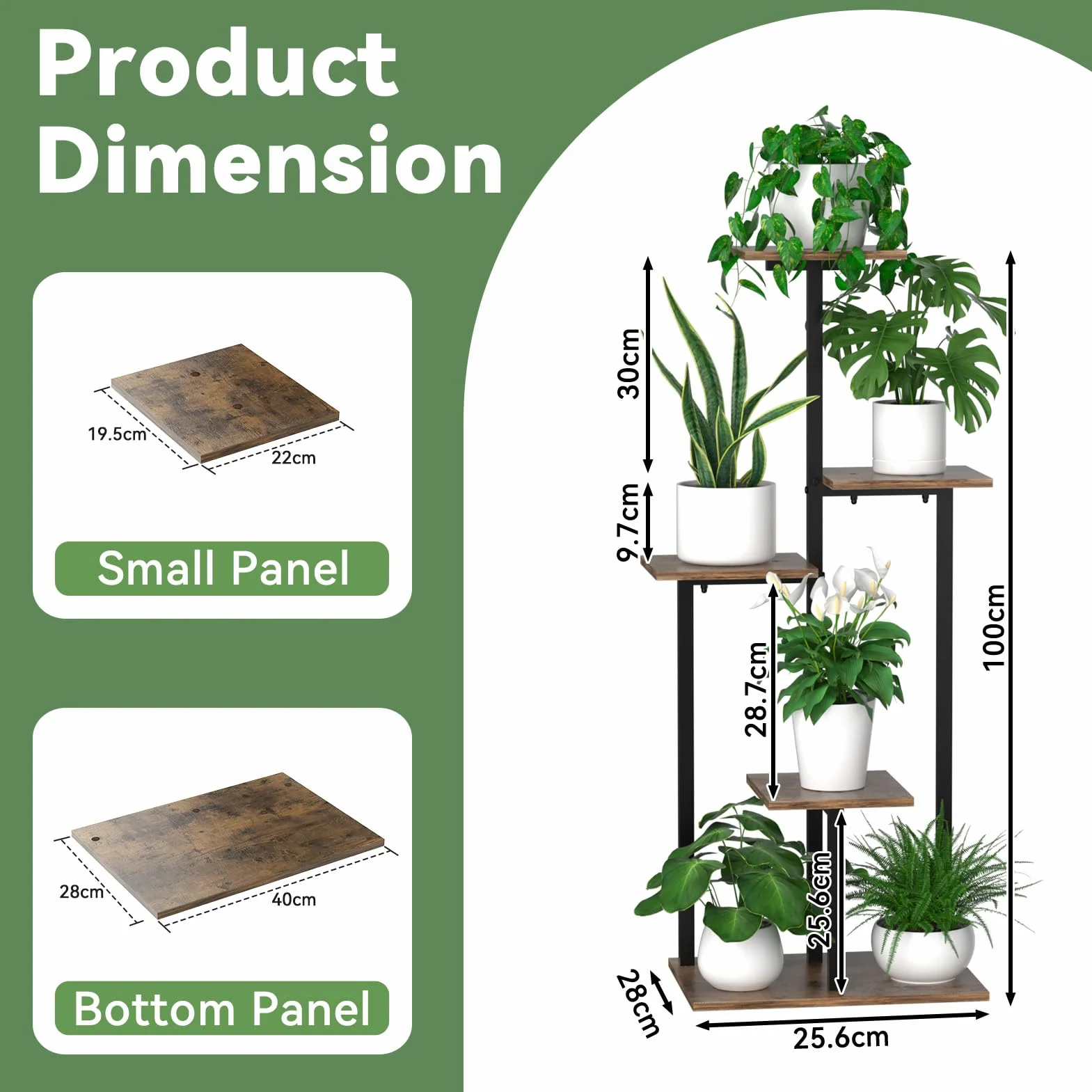 Support Plantes Intérieur 5 Étages, Porte Plante Métal Étagère Verticale pour Salon Balcon Bureau