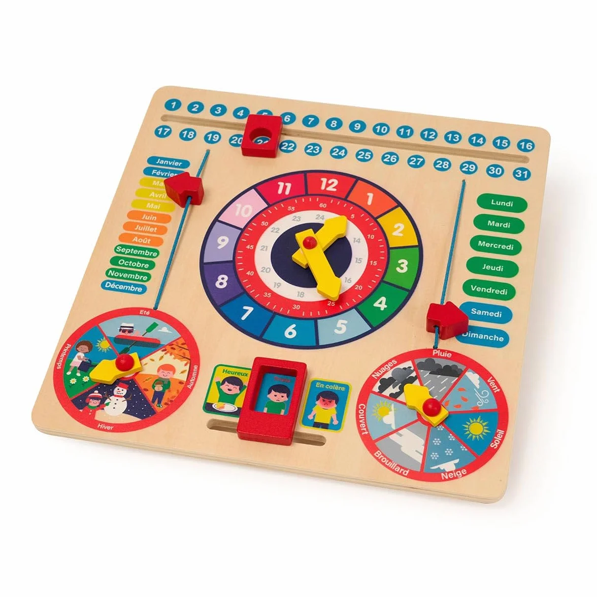 Horloge Calendrier en Bois 3-6 Ans Oxybul