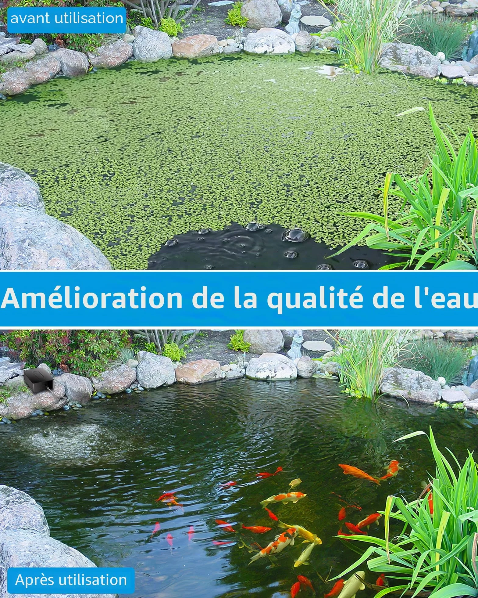 Biling Pompe à air Solaire 2.5W pour Aquarium Oxygenateur Extérieur avec Tube d'oxygène et Pierre à Bulles