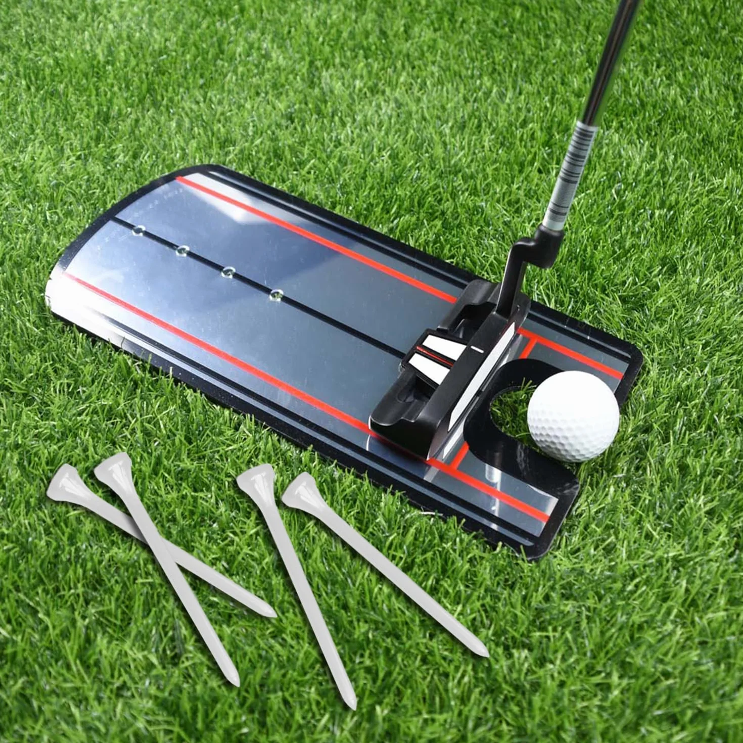 Miroir de réglage de golf portable avec 4 pointes et sac de rangement