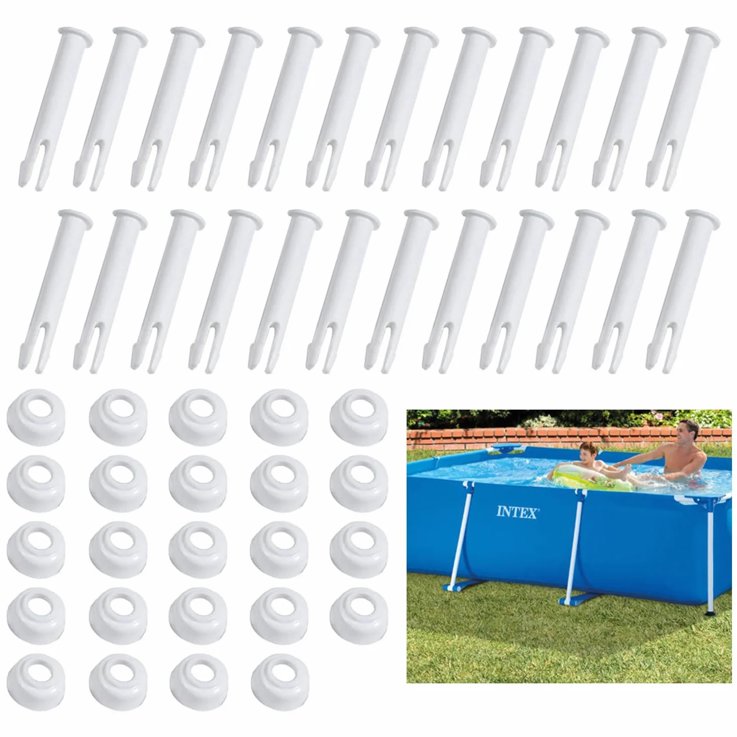 Goupilles de Piscine Intex Plastique 24 PCS Broche pour Cadre