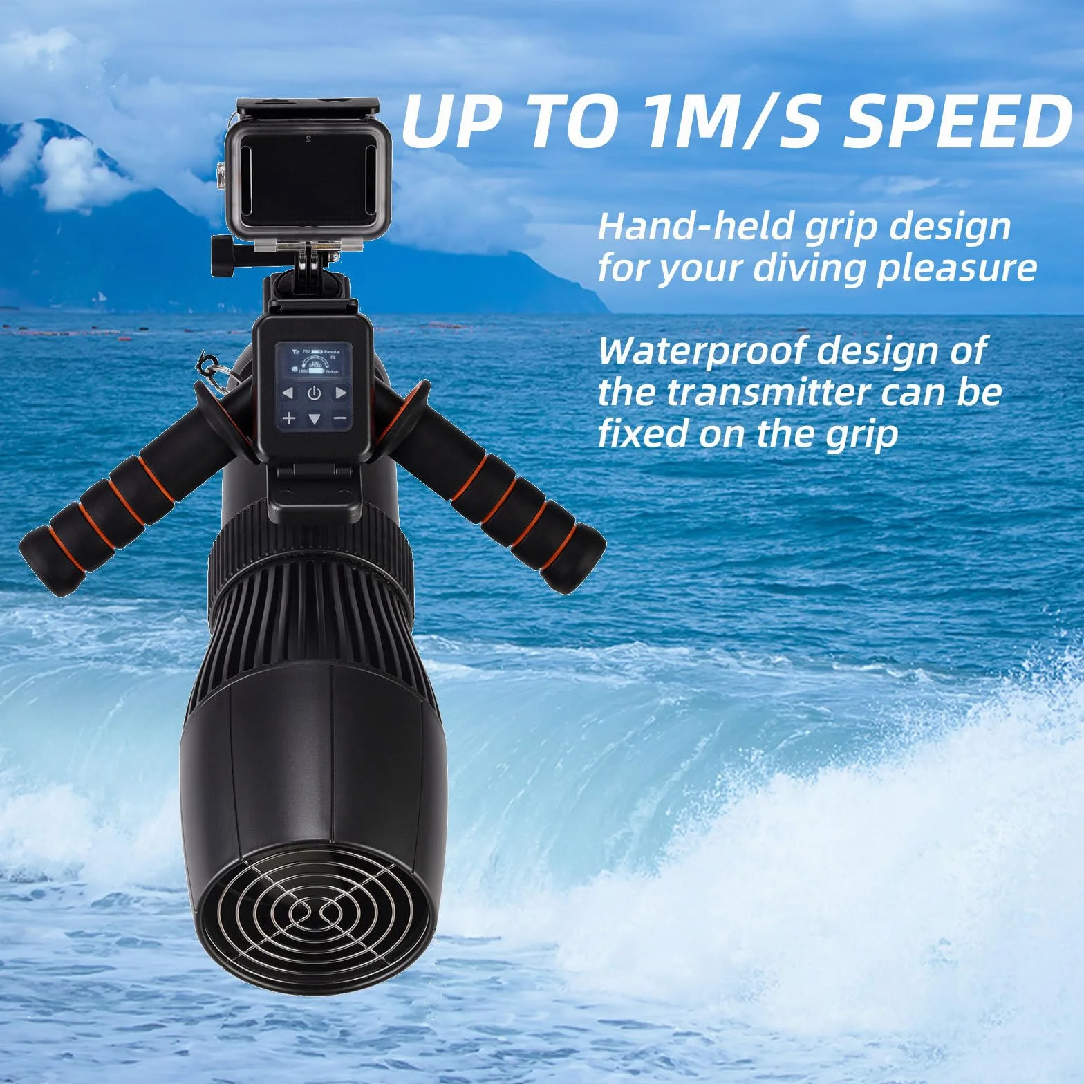 Scooter sous-marin, booster sous-marin 500 W, vitesse 2 M/S, batterie au lithium, matériau en alliage d'aluminium, propulseurs portables à double hélice pour la plongée, la natation et la plongée