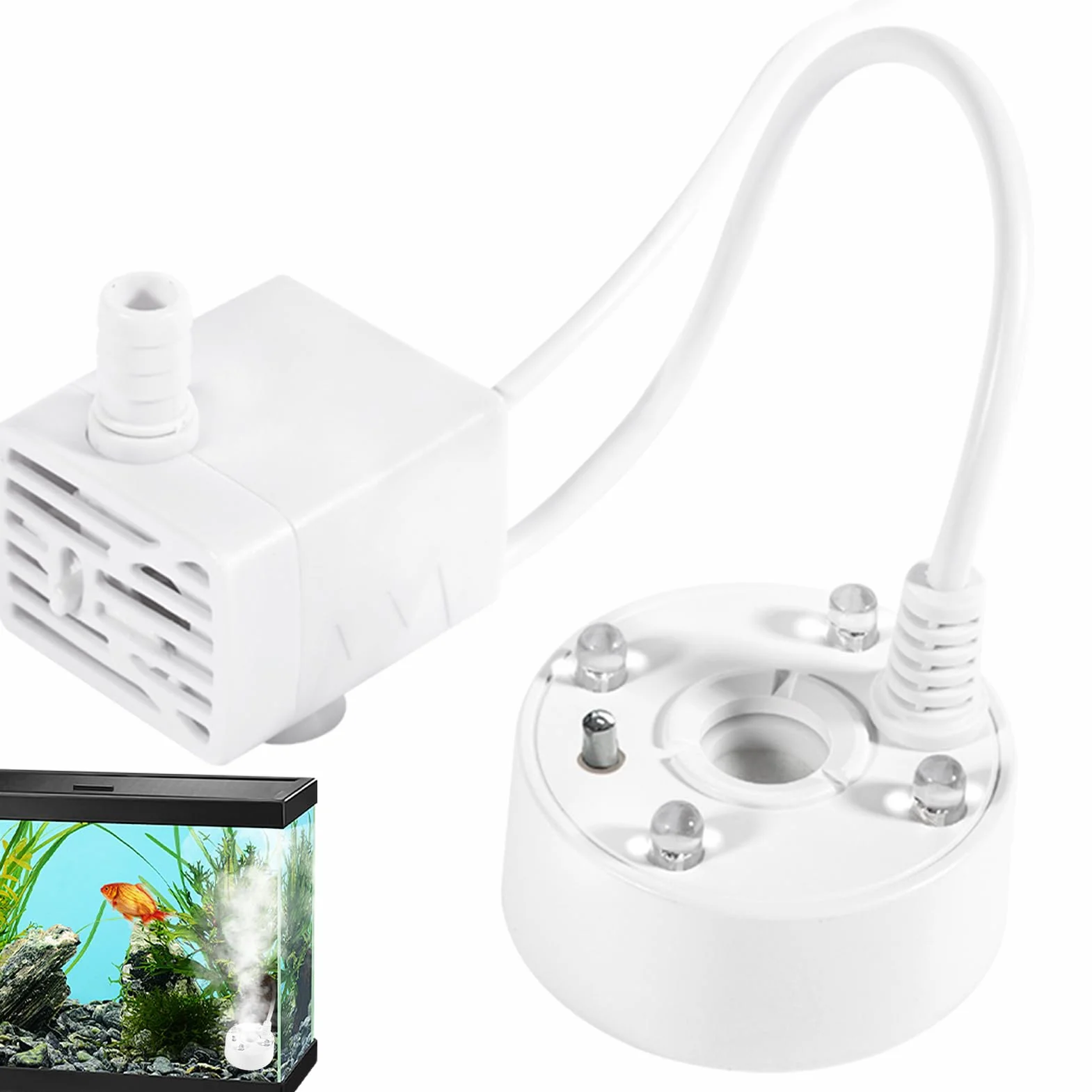 Machine à Brouillard pour Aquarium LED USB - Appareil à Ultrasons avec Lumières Couleur Changeante