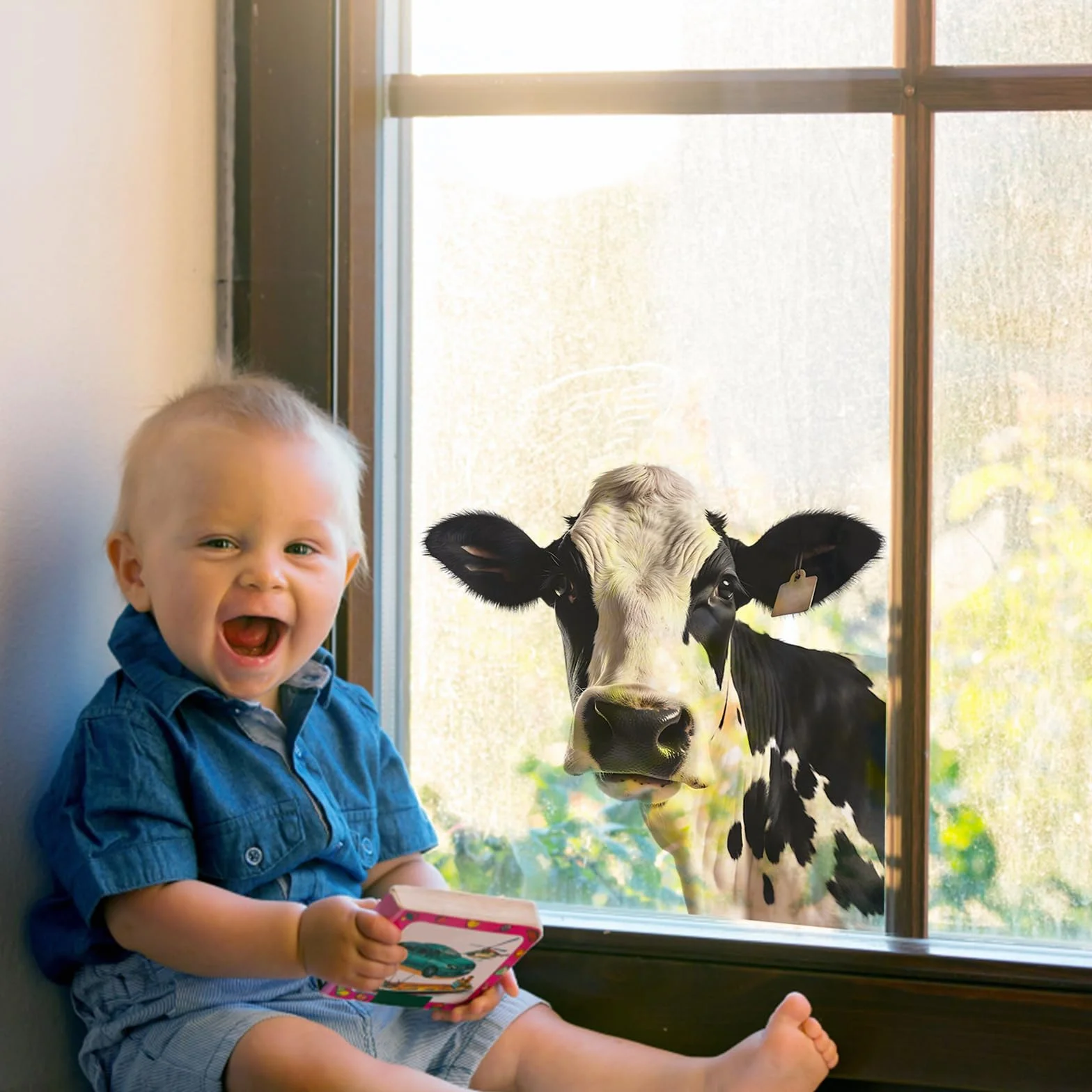 Autocollants Vache 3D 39x39cm Stickers Fenetre Animaux Pour Salon Chambre Voiture