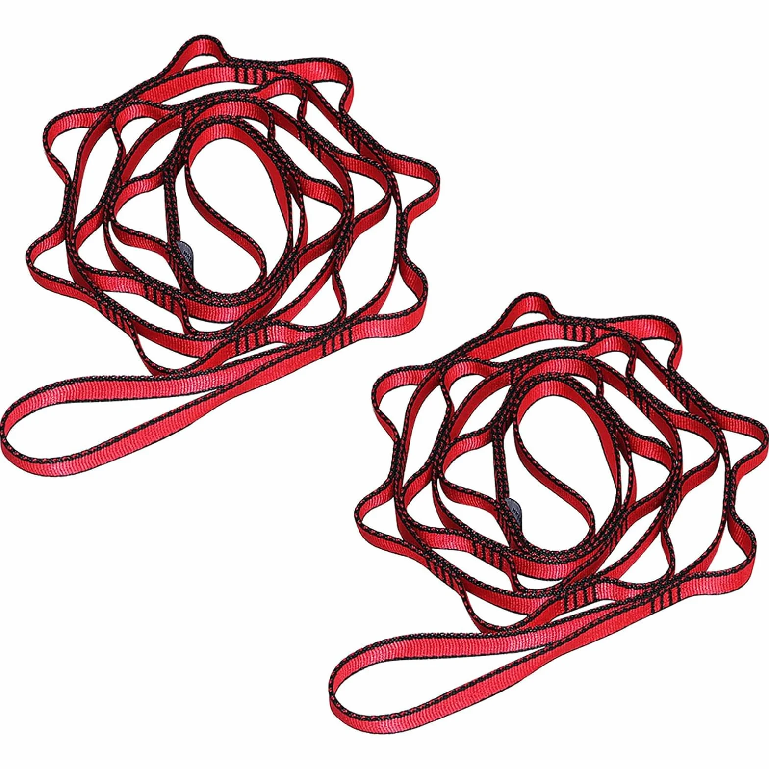 KIKIGOAL 2pcs Daisy Chains Forte D’escalade de Sangle Réglable Corde D’escalade Forte Daisy Chains Nylon Multi-fonction Yoga Strap 2 Article Daisy de Corde (Rouge, 180cm)