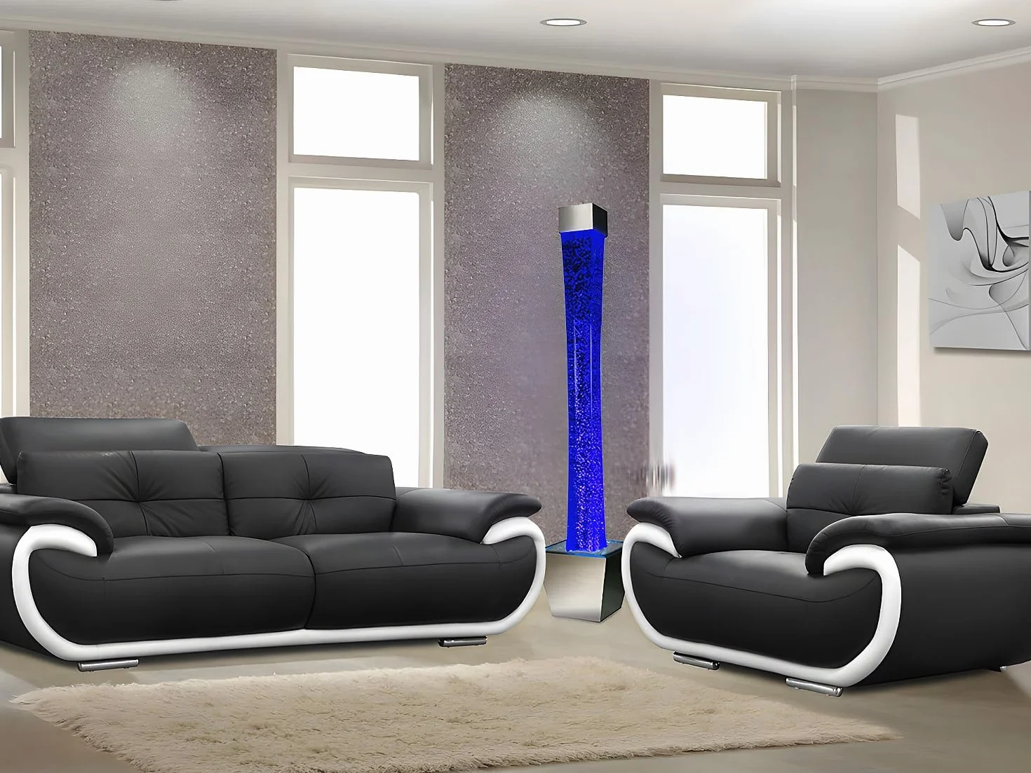 Vente-unique Colonne de bulles d'eau avec pot LEDs GOBIE H.183 cm
